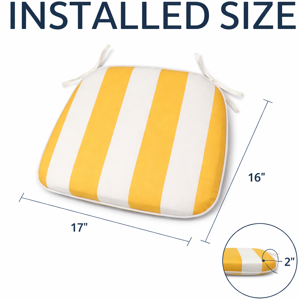 Outdoor Patio Chair Cushions, Water-Repellent U-Shape Thick Foam (Set of 4)