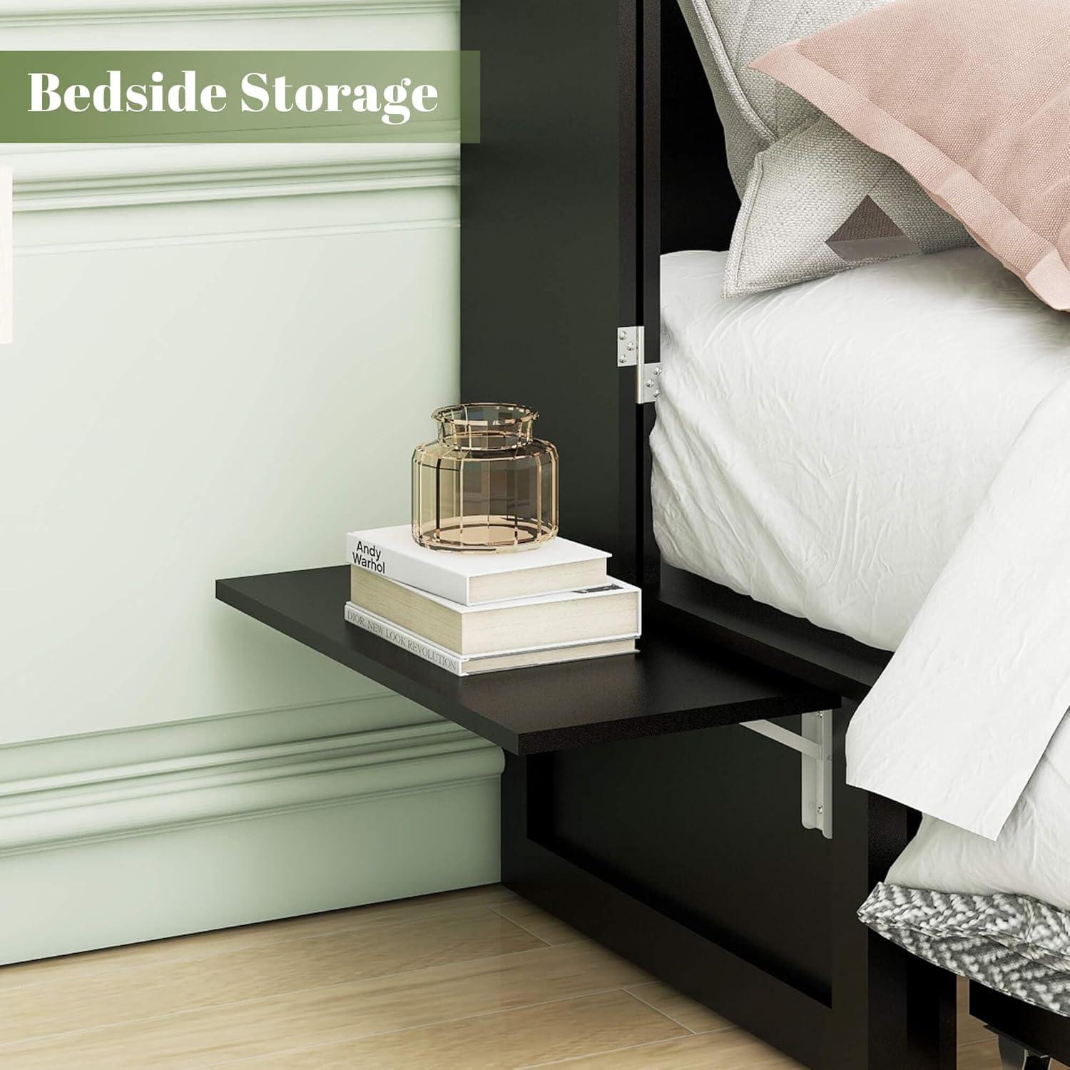 Queen Murphy Bed Cabinet with Storage & USB Ports - PRHOMZ