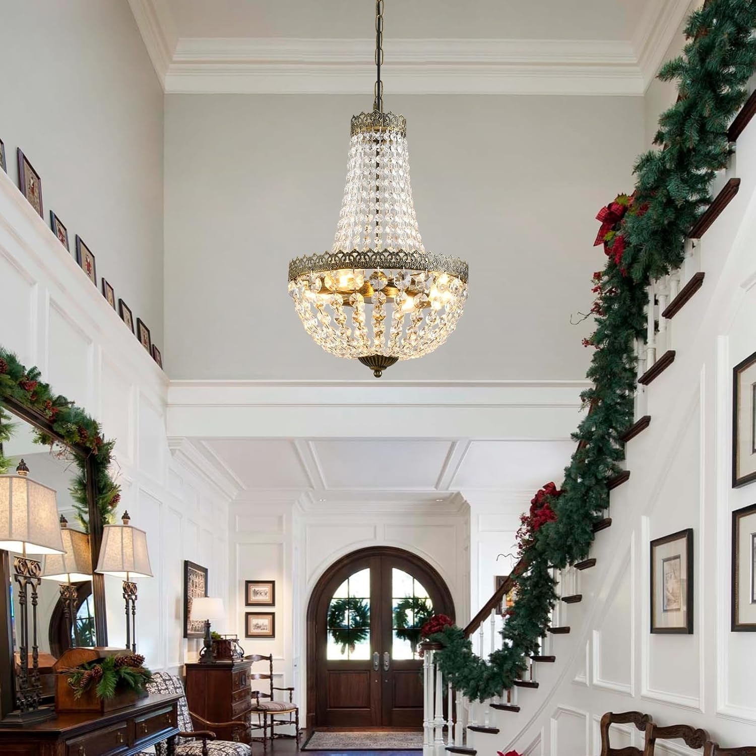 French Crystal Chandelier Bronze Finish Four Light-3