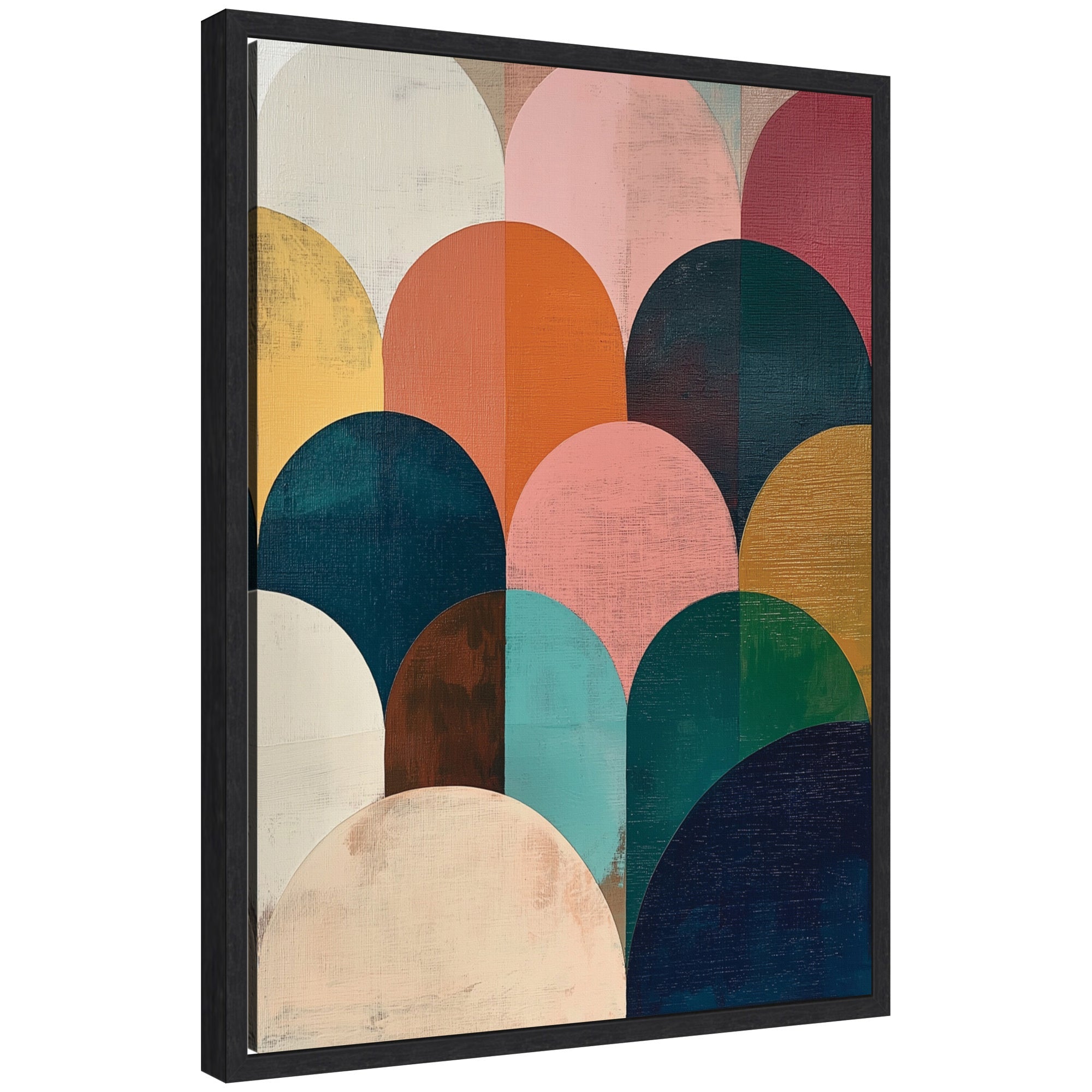Sylvie Minimalist Geometric Abstract Jewel Tone Framed Canvas by The Creative Bunch Studio