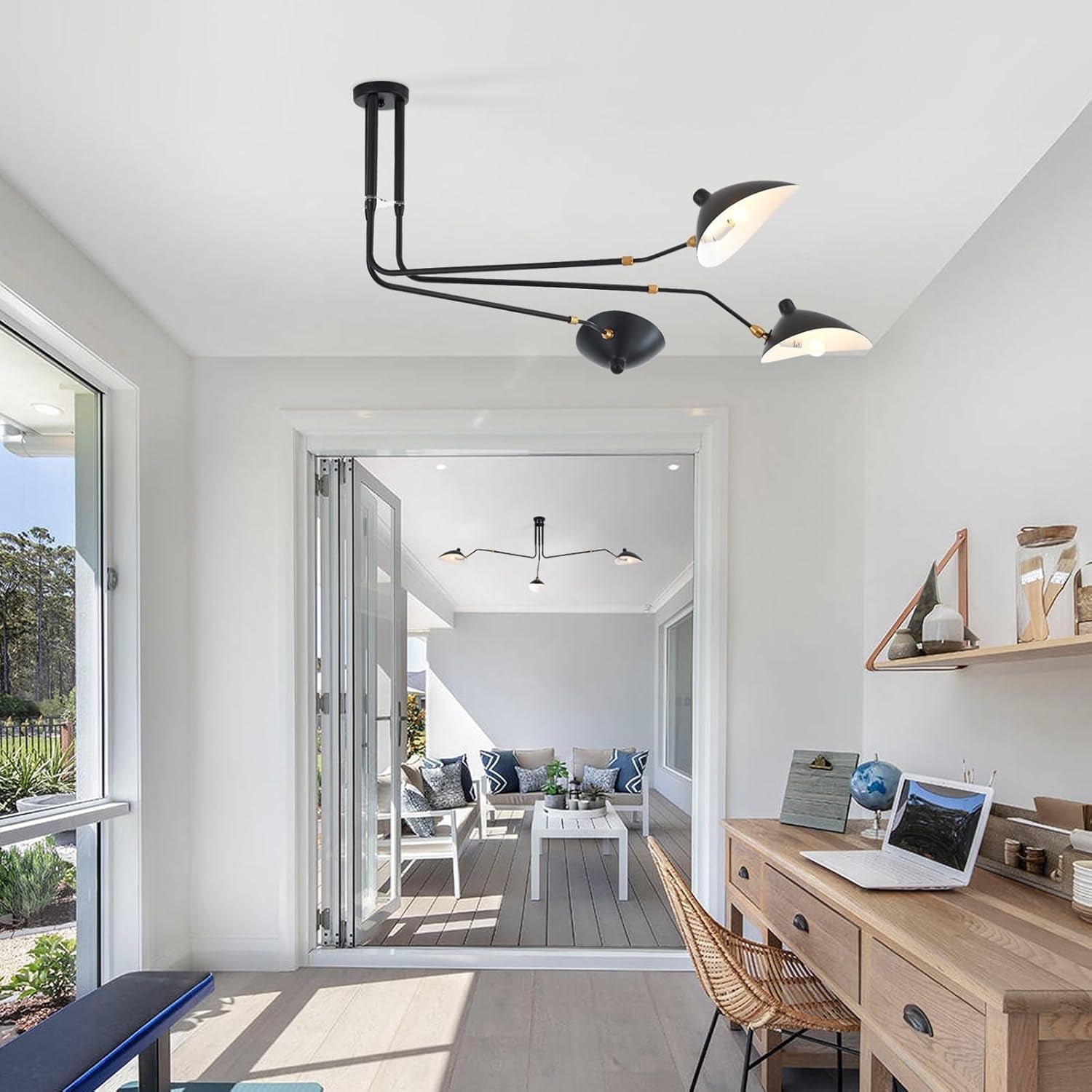 Matt Black 3 Arm Adjustable Pendant Light Chandelier-4