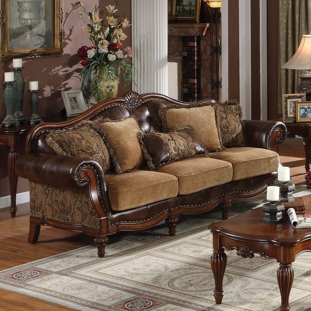 4 Piece Living Room Set With Sofa Loveseat Chair And Coffee Table Brown Chenille