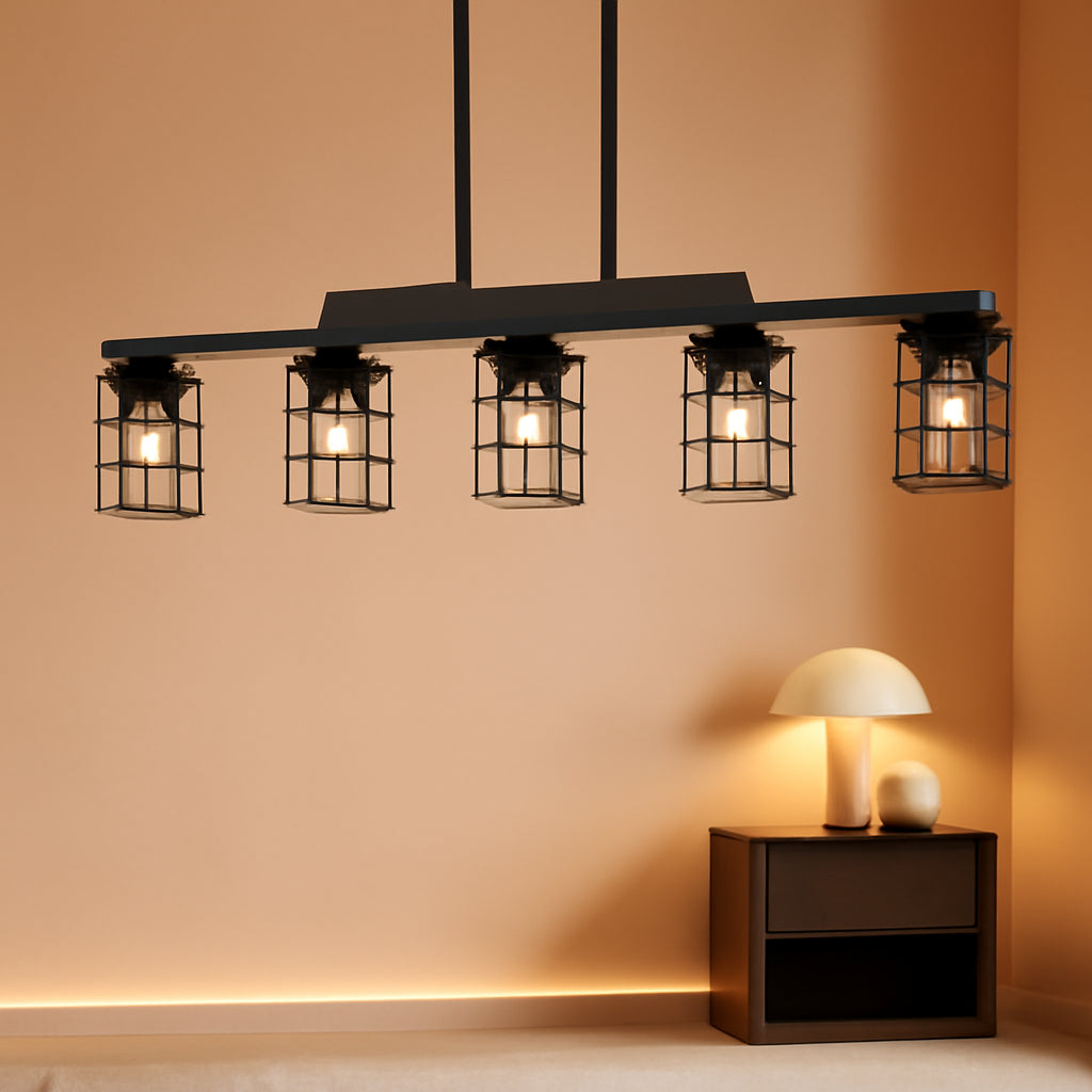 Black Chandelier 36 Inch Overhead Luminaire Fixture-0