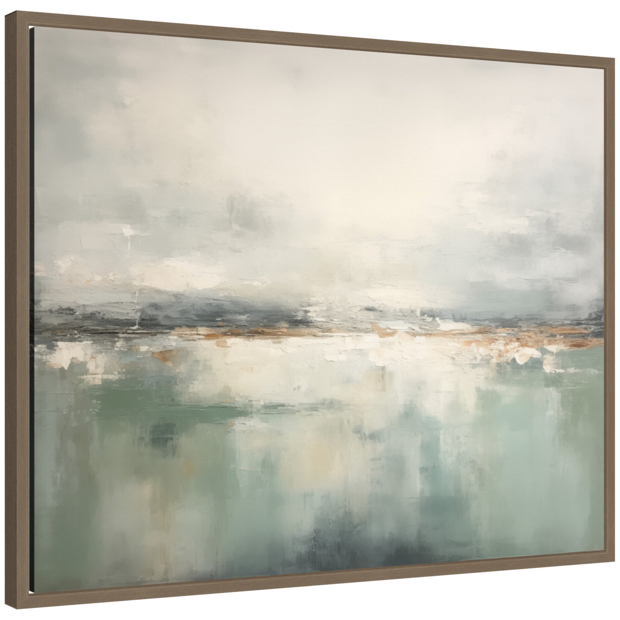 Subtle Abstract Gray Green Horizon by The Creative Bunch Studio Framed Canvas Wall Art Print