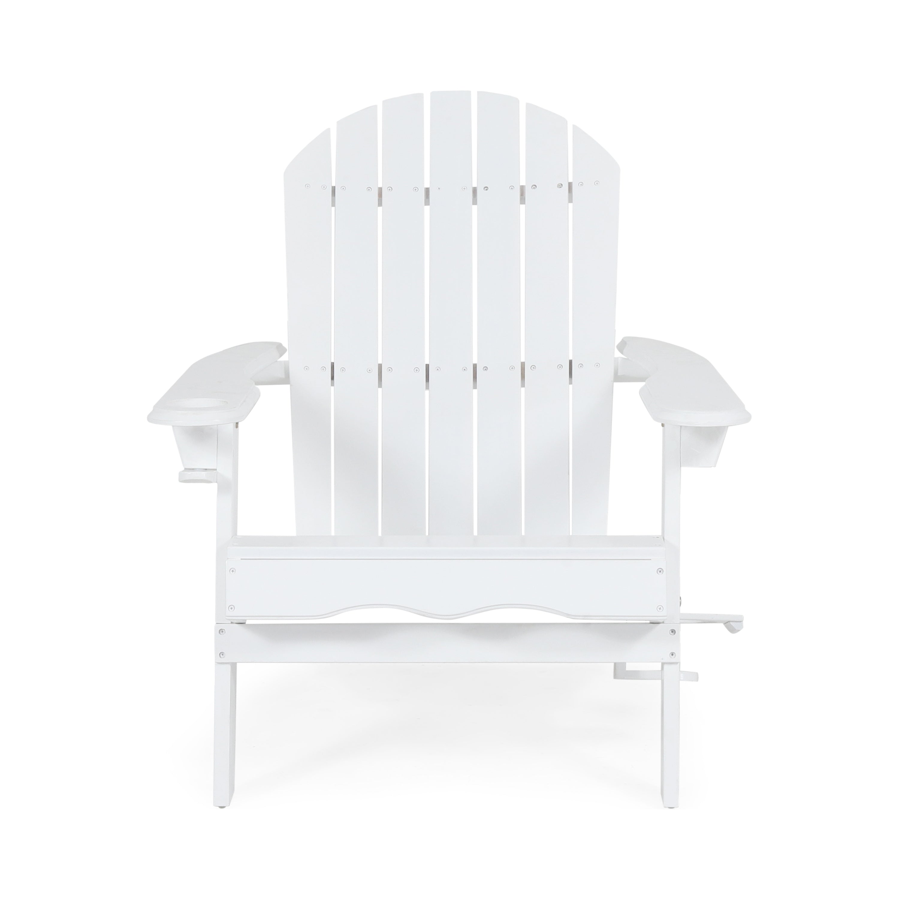 Zenithia Outdoor Foldable Adirondack Chair with 2 Cup Holders, White