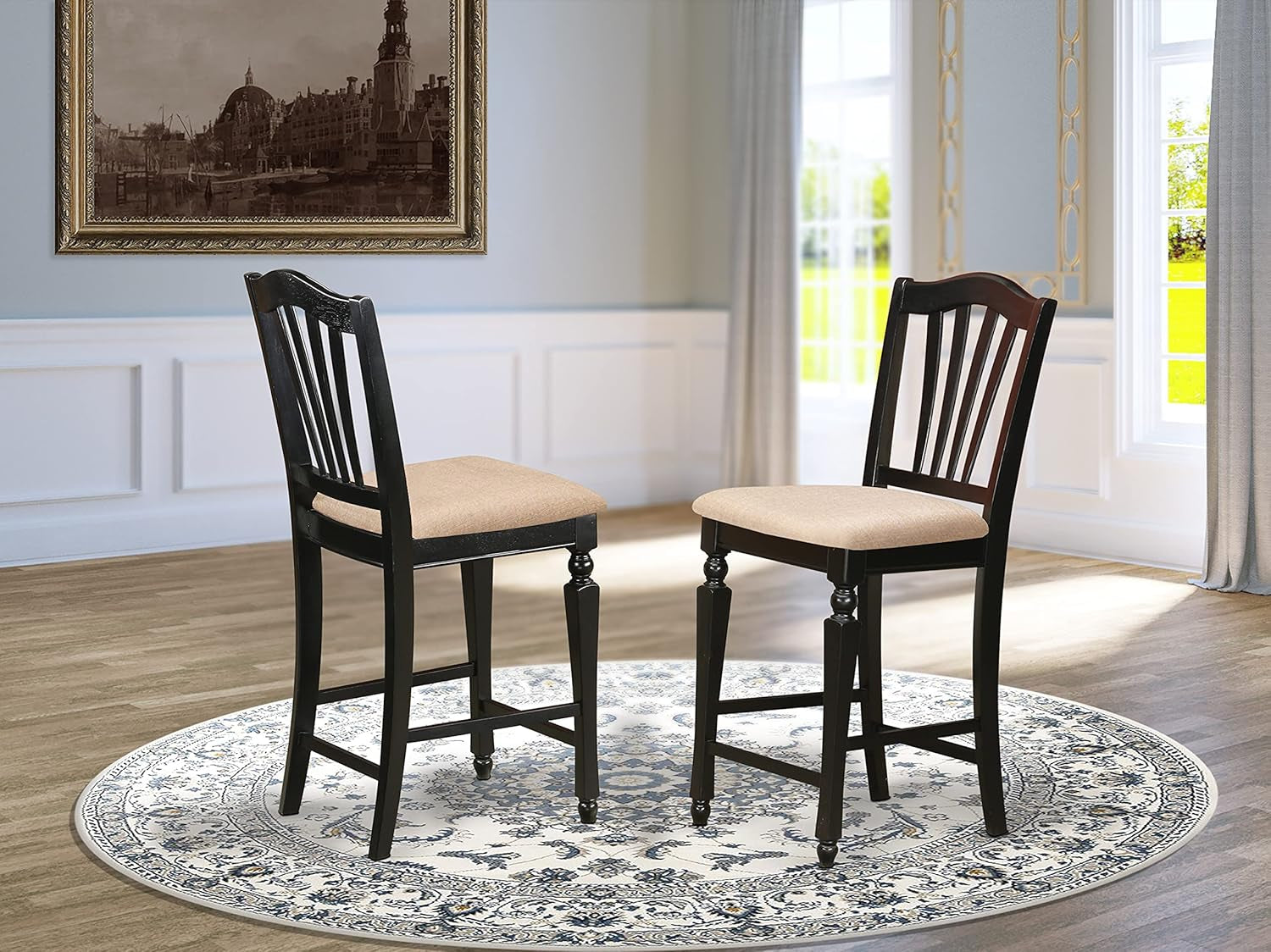 Black Counter Height Kitchen Chairs Set Of 2 For Dining