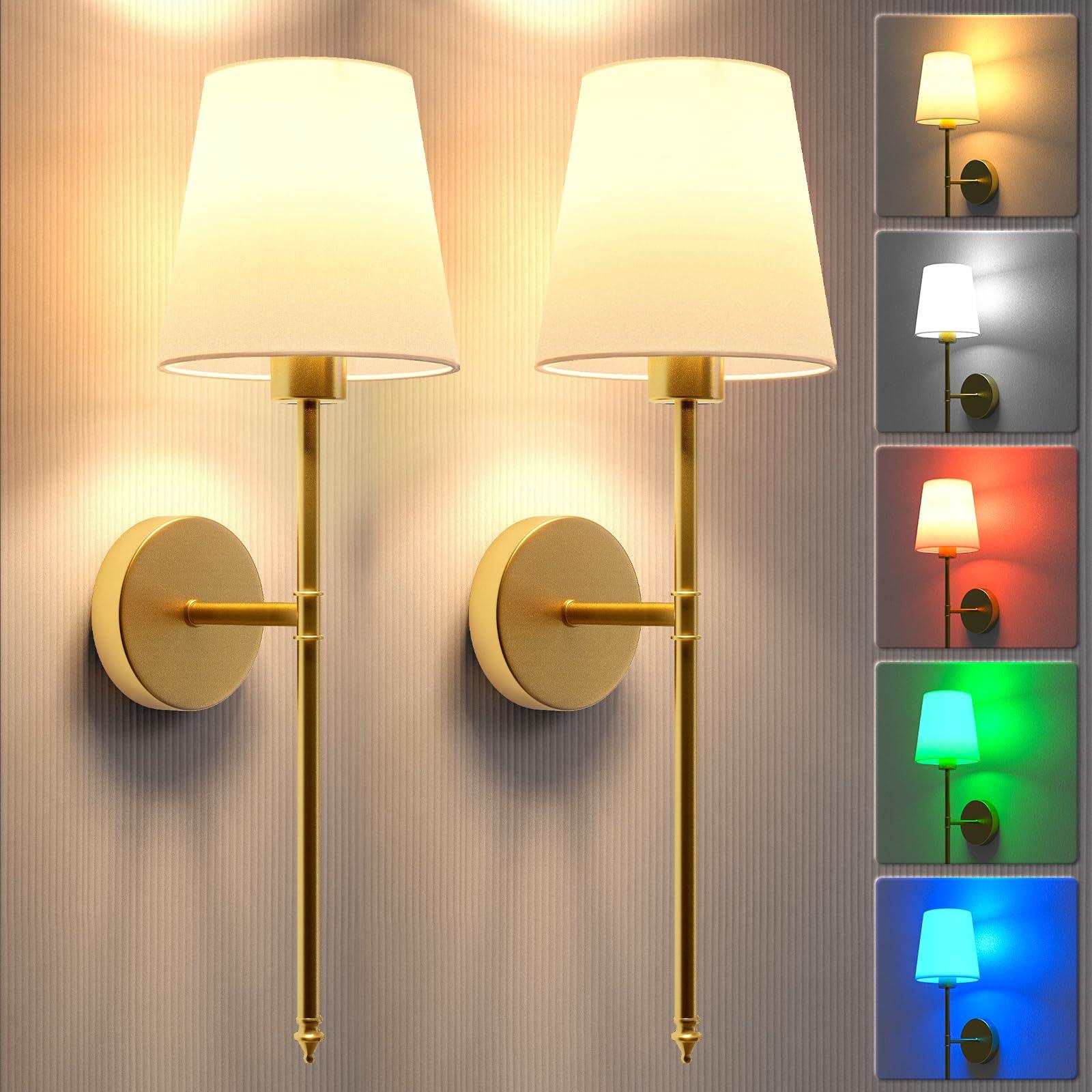 2-Pack Wall Lights Battery Operated Wall Sconces - PRHOMZ