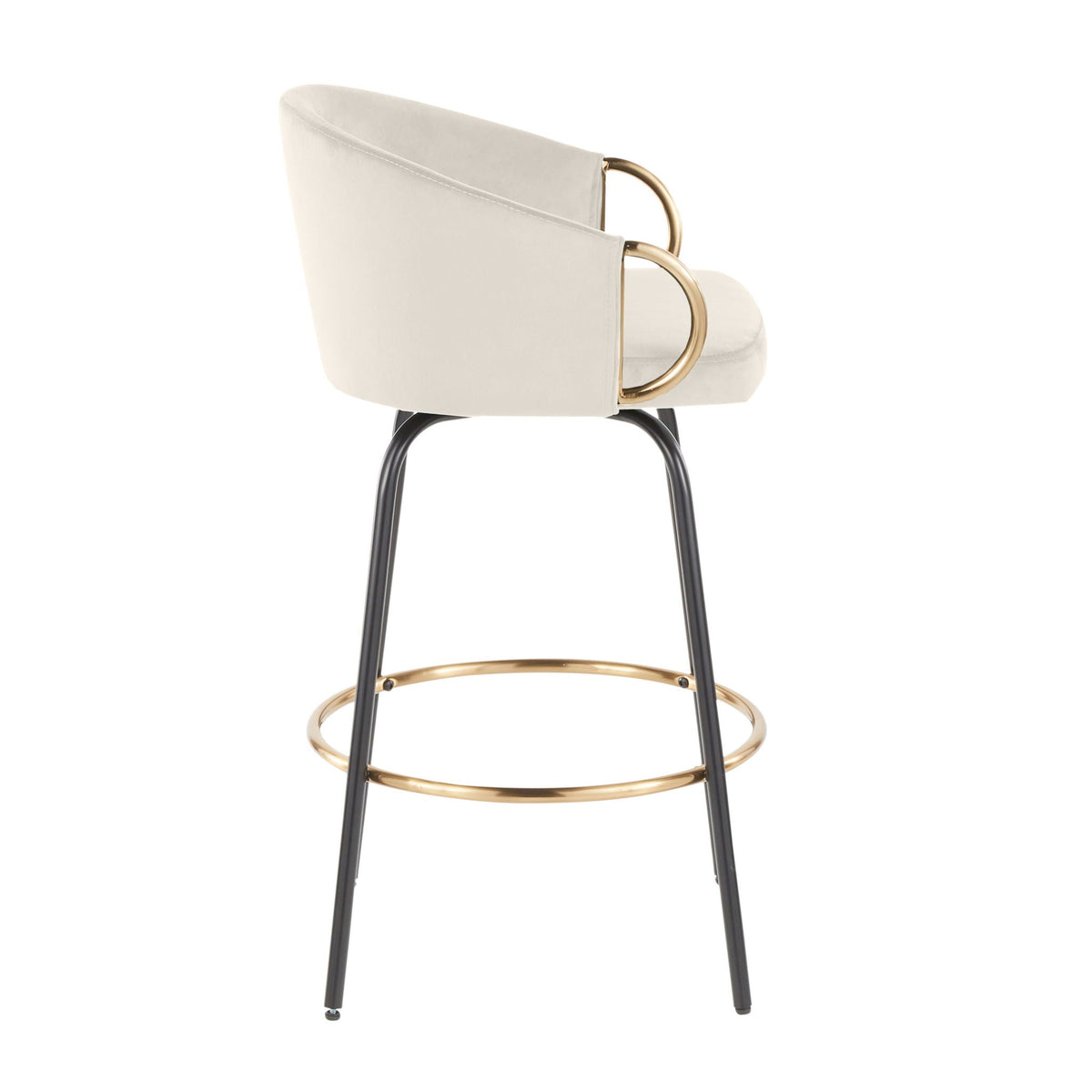 Contemporary Glam Counter Stool Set of 2 with Upholstered Seats – Light Blue, Dark Green, Beige, or Black