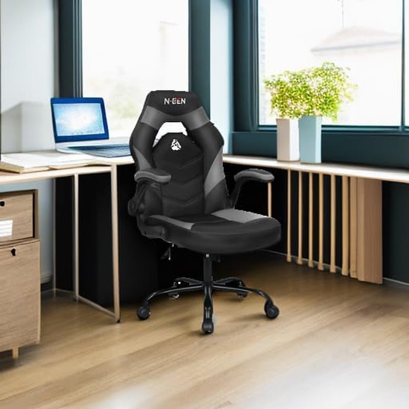 N-GEN Ergonomic Gaming Chair With Lumbar Support Gray PU Leather