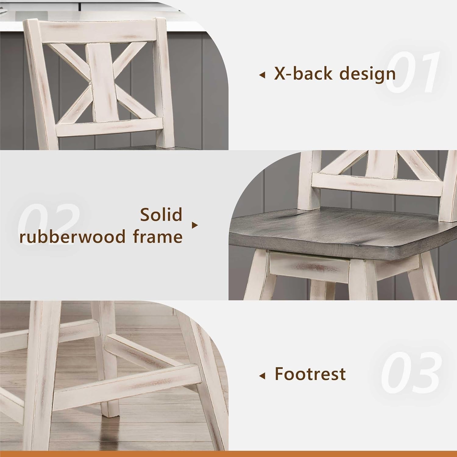 Amsonia Counter Height Swivel Barstool Set 2 White