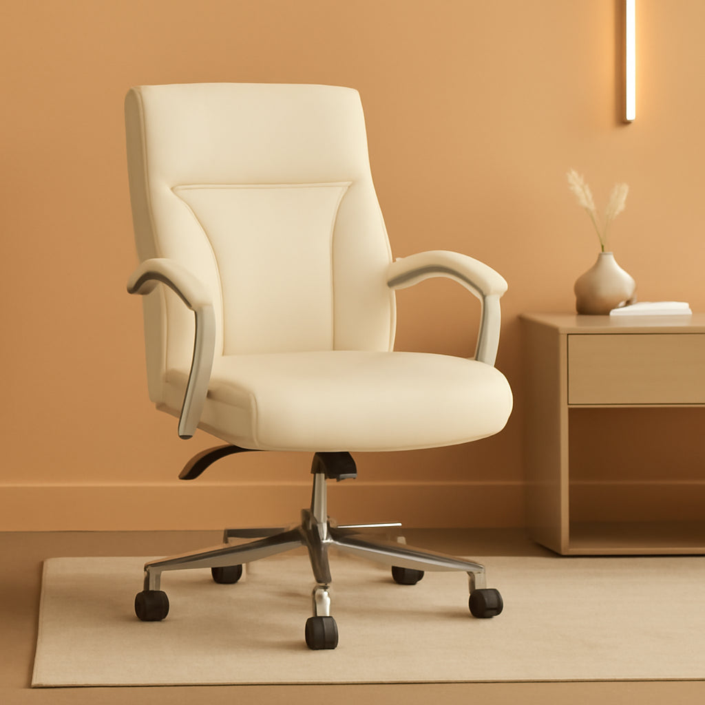 Ivory Executive Desk Chair With Oversized Cushion 275Lb