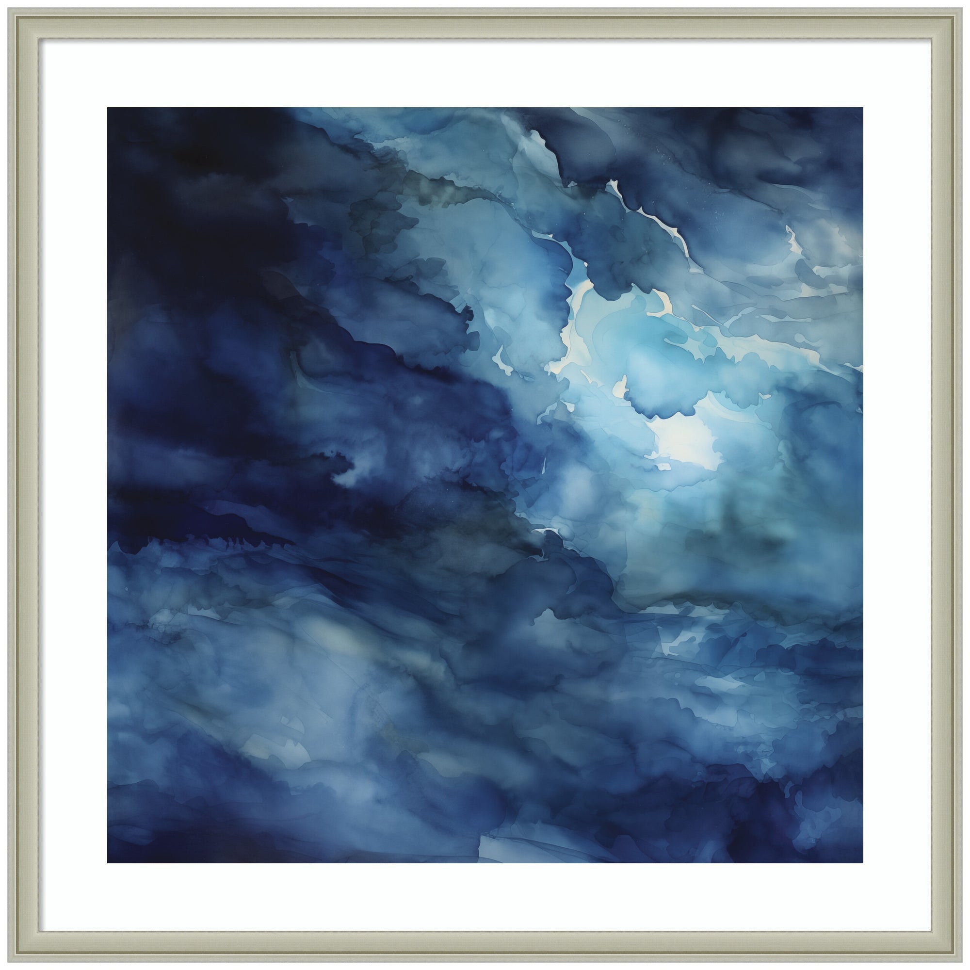 Framed Art Rich Blue Watery Abstract by The Creative Bunch Studio