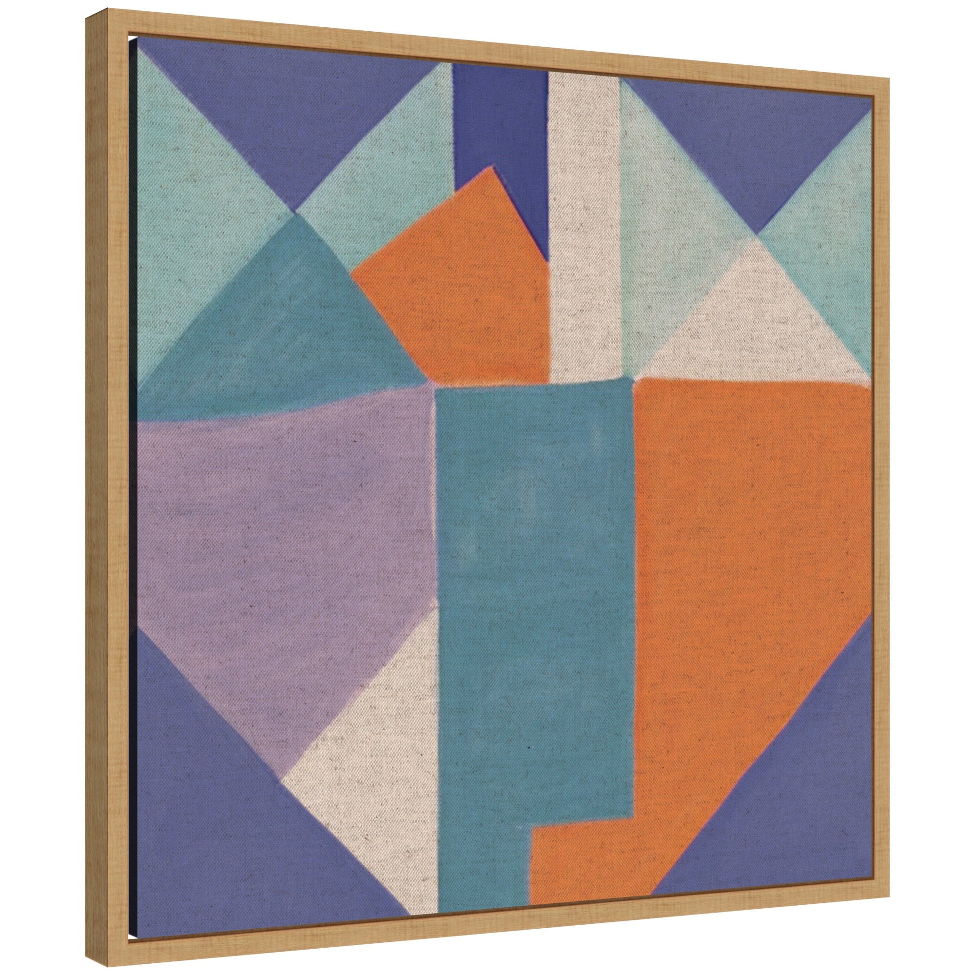 Sylvie Painterly Soft Geometric Shapes Neutral Linen Framed Canvas by The Creative Bunch Studio
