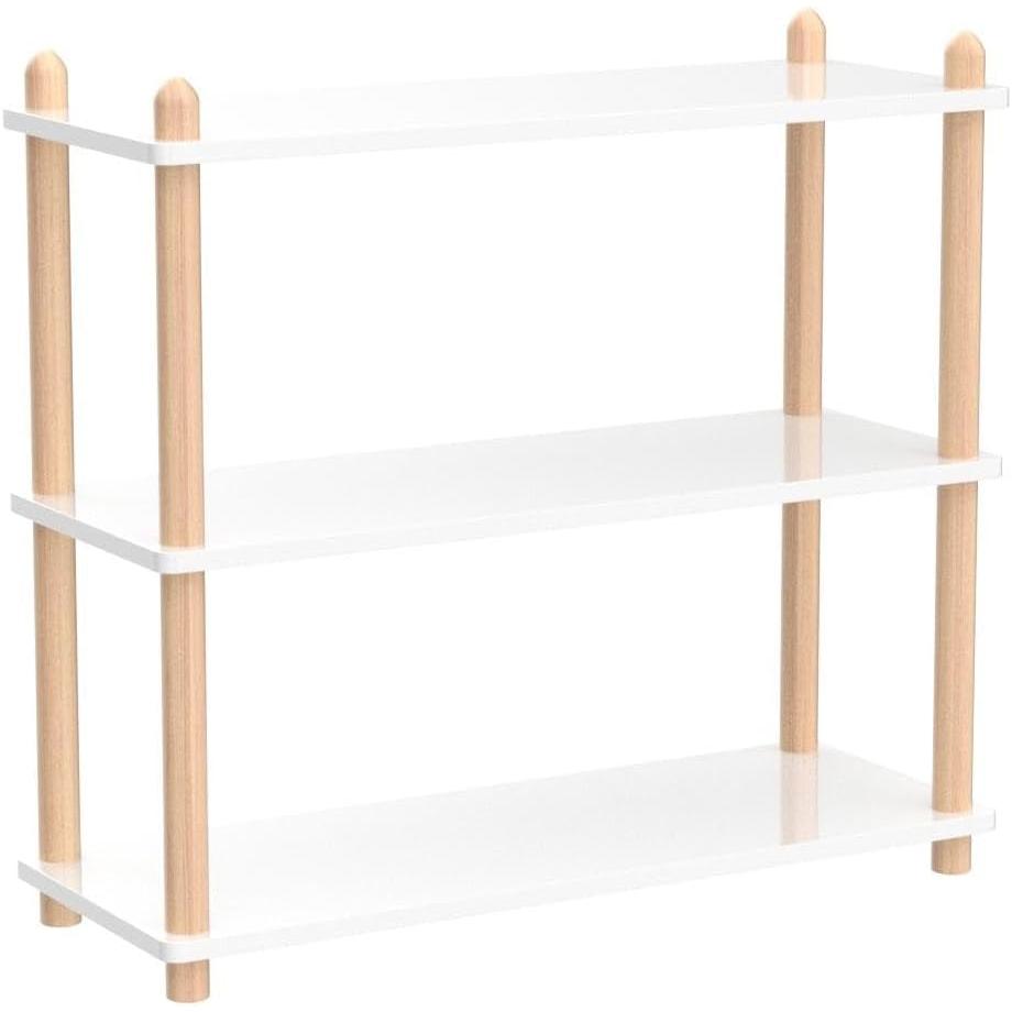 Three Tier White Bookcase Free Standing Display Rack