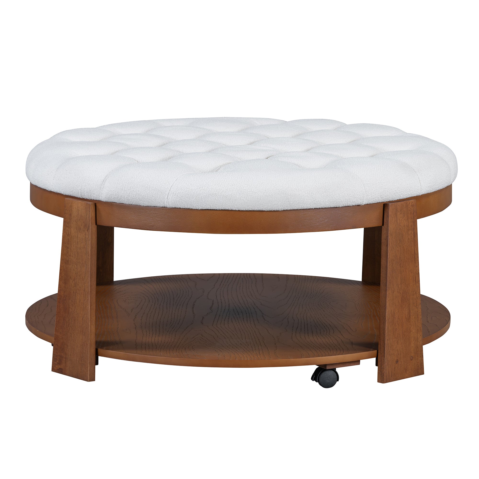 Modern Large Round Ottoman Coffee Table 2-Tier