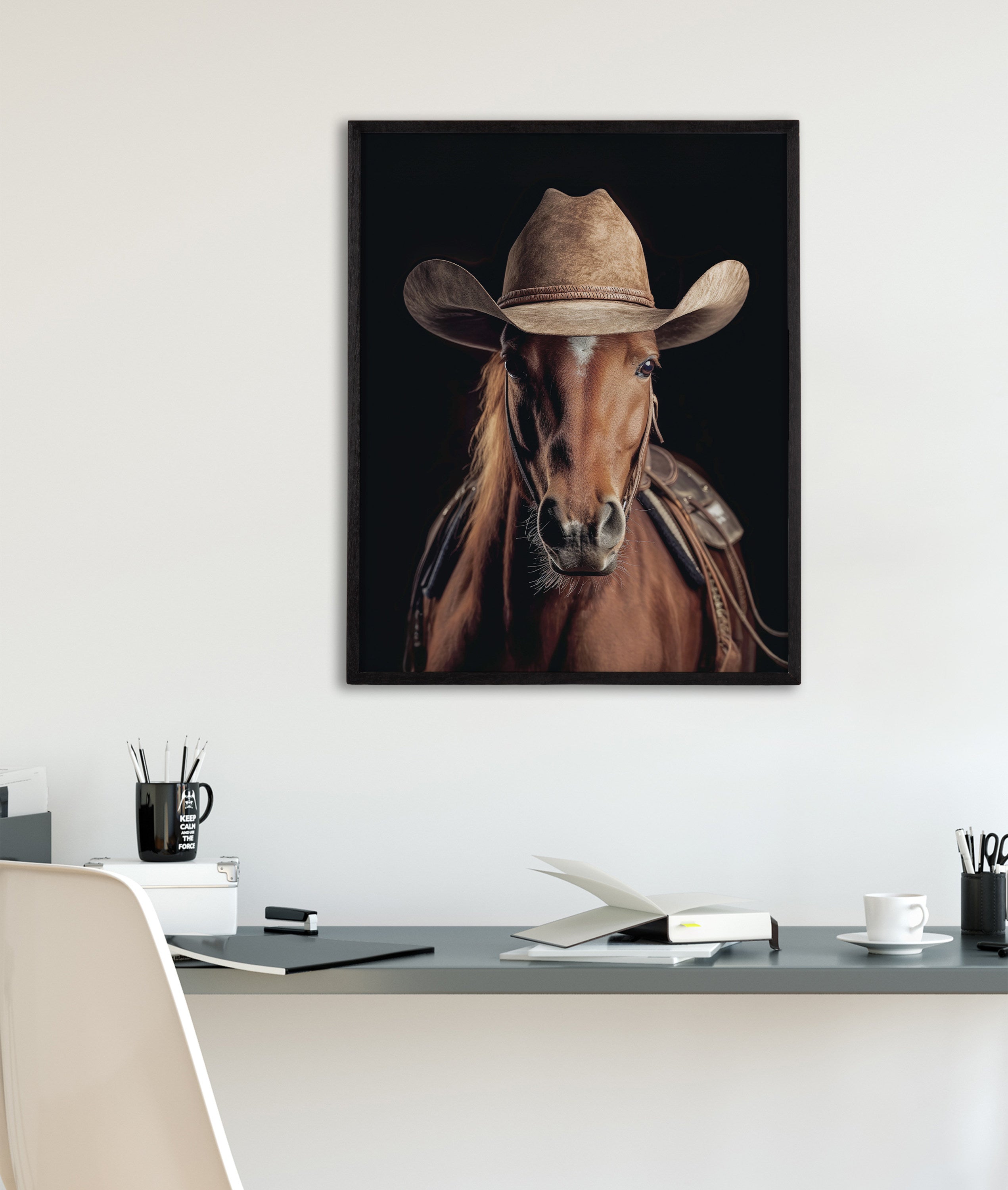 Gallery Horse Wearing a Western Cowboy Hat Print by The Creative Bunch Studio