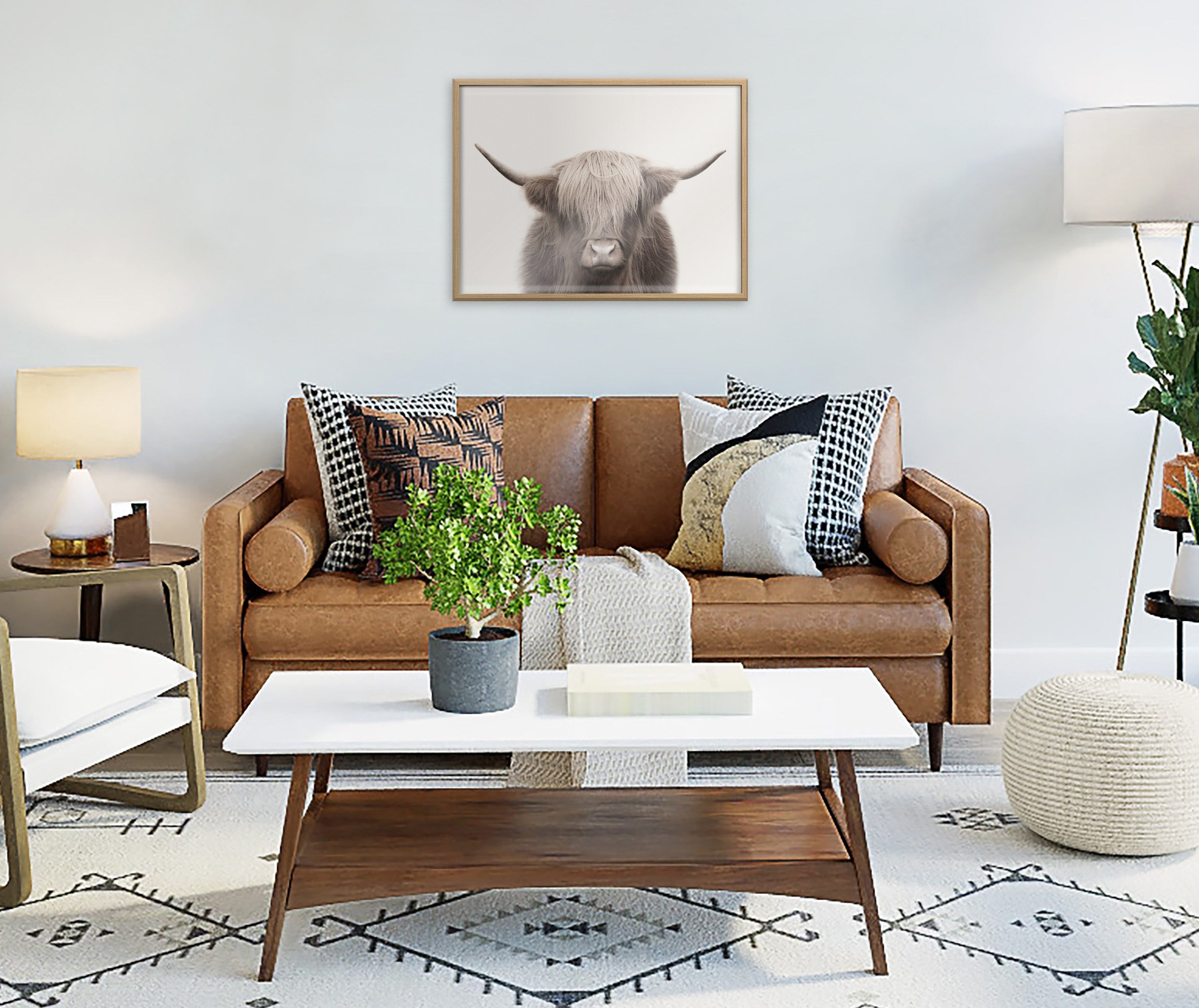 Blake Hey Dude Highland Cow Color Framed Printed Art by The Creative Bunch Studio