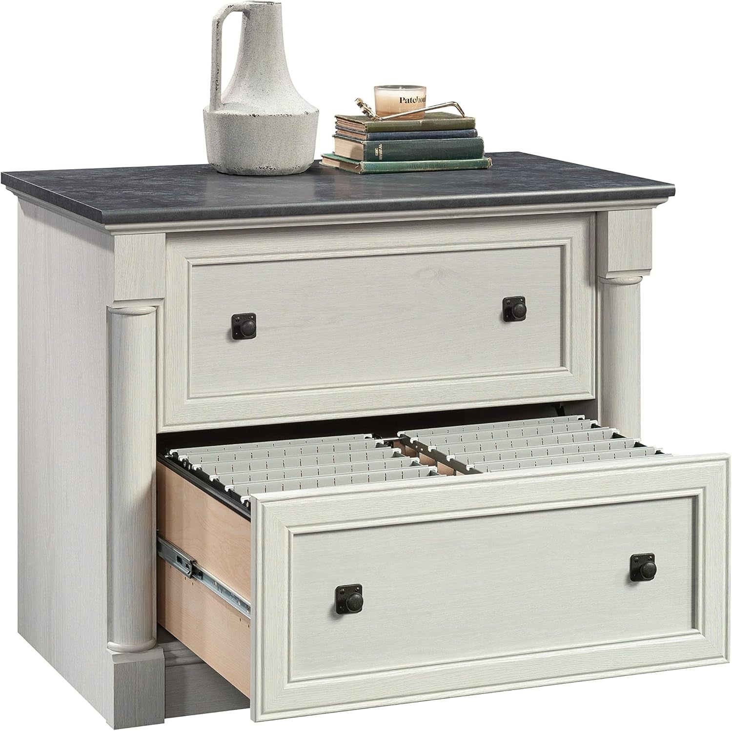 Two Drawer File Cabinet In Glacier Oak With Interlocking Drawers