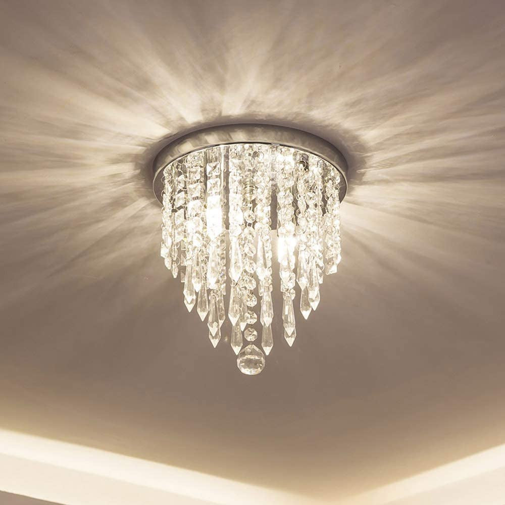 Miniature Crystal Chandelier Flush Mount Ceiling Light-0
