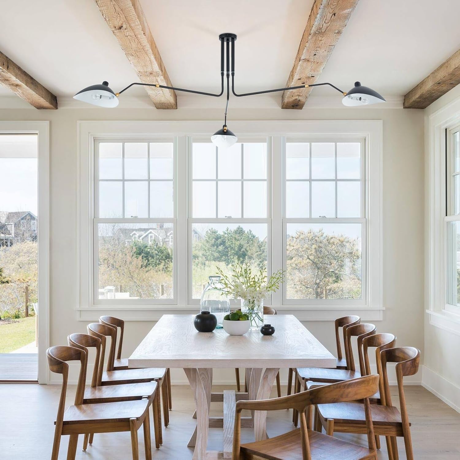 Matt Black 3 Arm Adjustable Pendant Light Chandelier-1