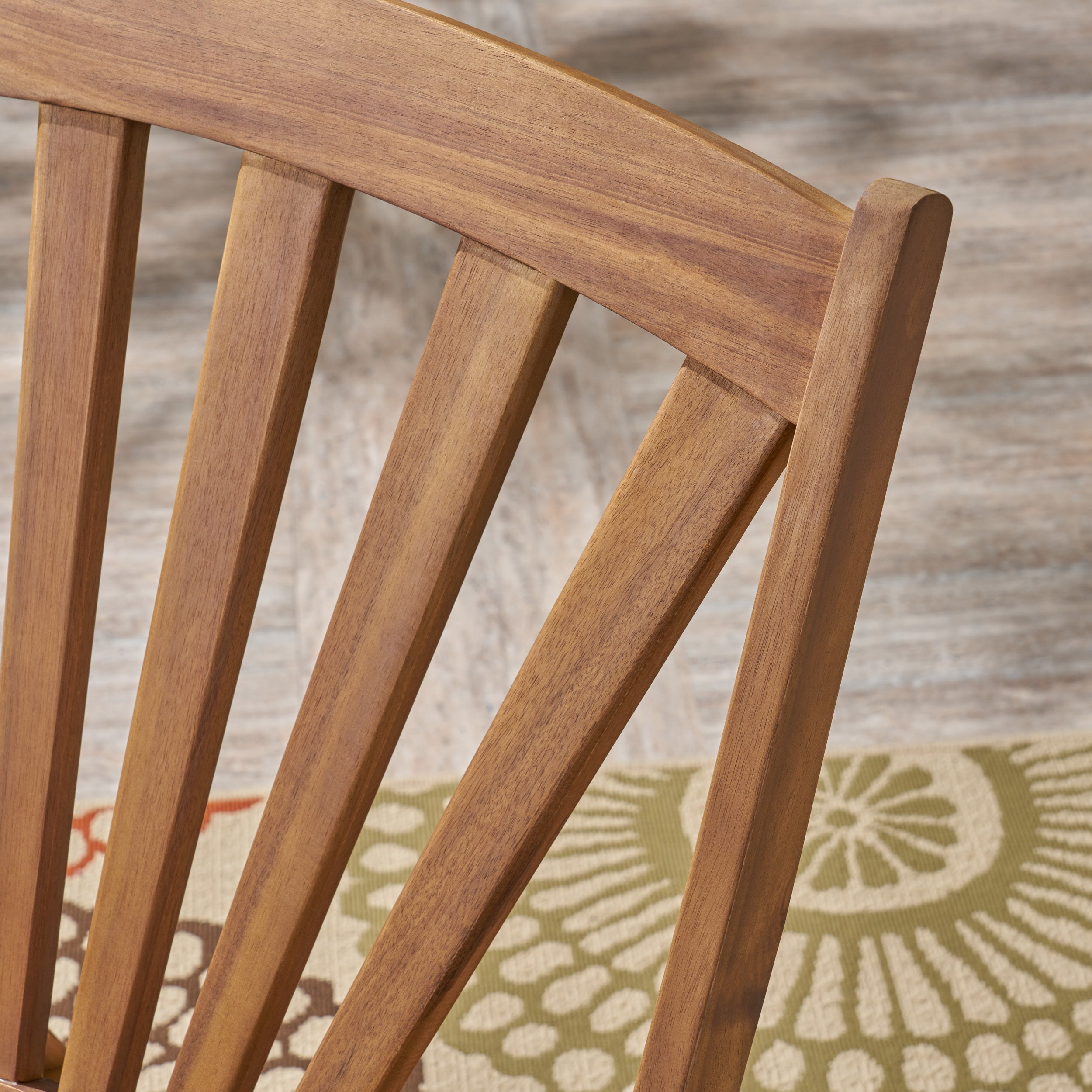 Outdoor Acacia Wood Rocking Chair with Retractable Foot Panel