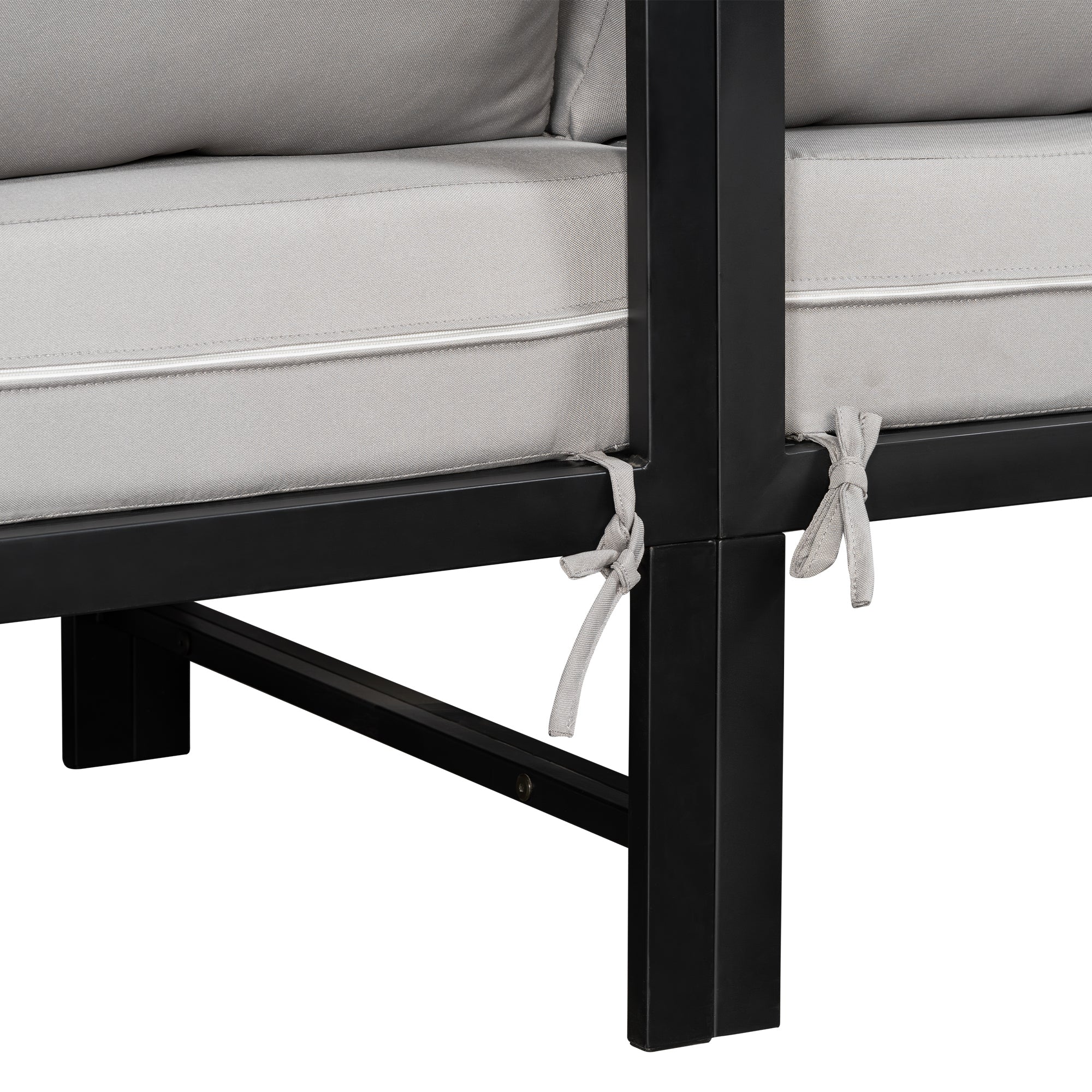 U_style Outdoor L-Shaped Sofa with Iron Frame and Ultra-Thick Cushions