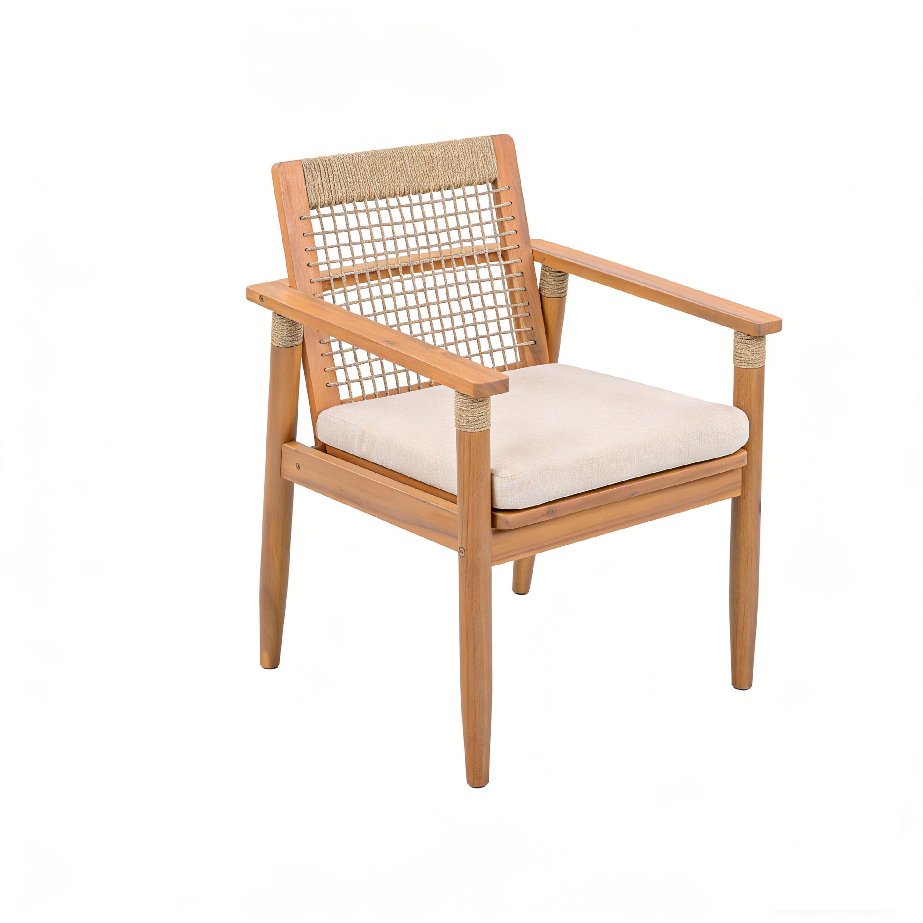 7 Pieces Acacia Wood Outdoor Dining Set with Cushions