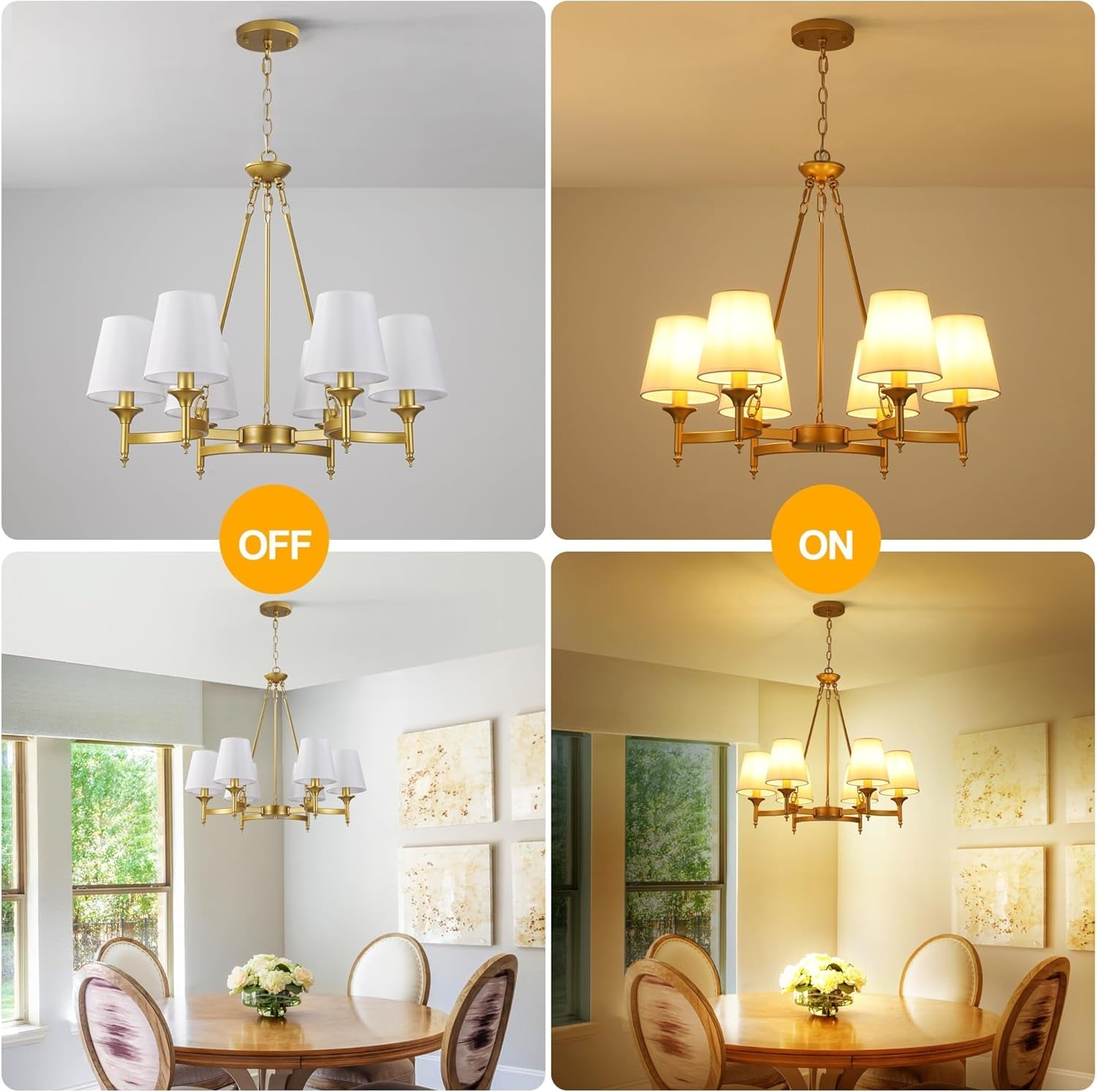 Gold Farmhouse Chandelier Six Light Fixture Dining-4