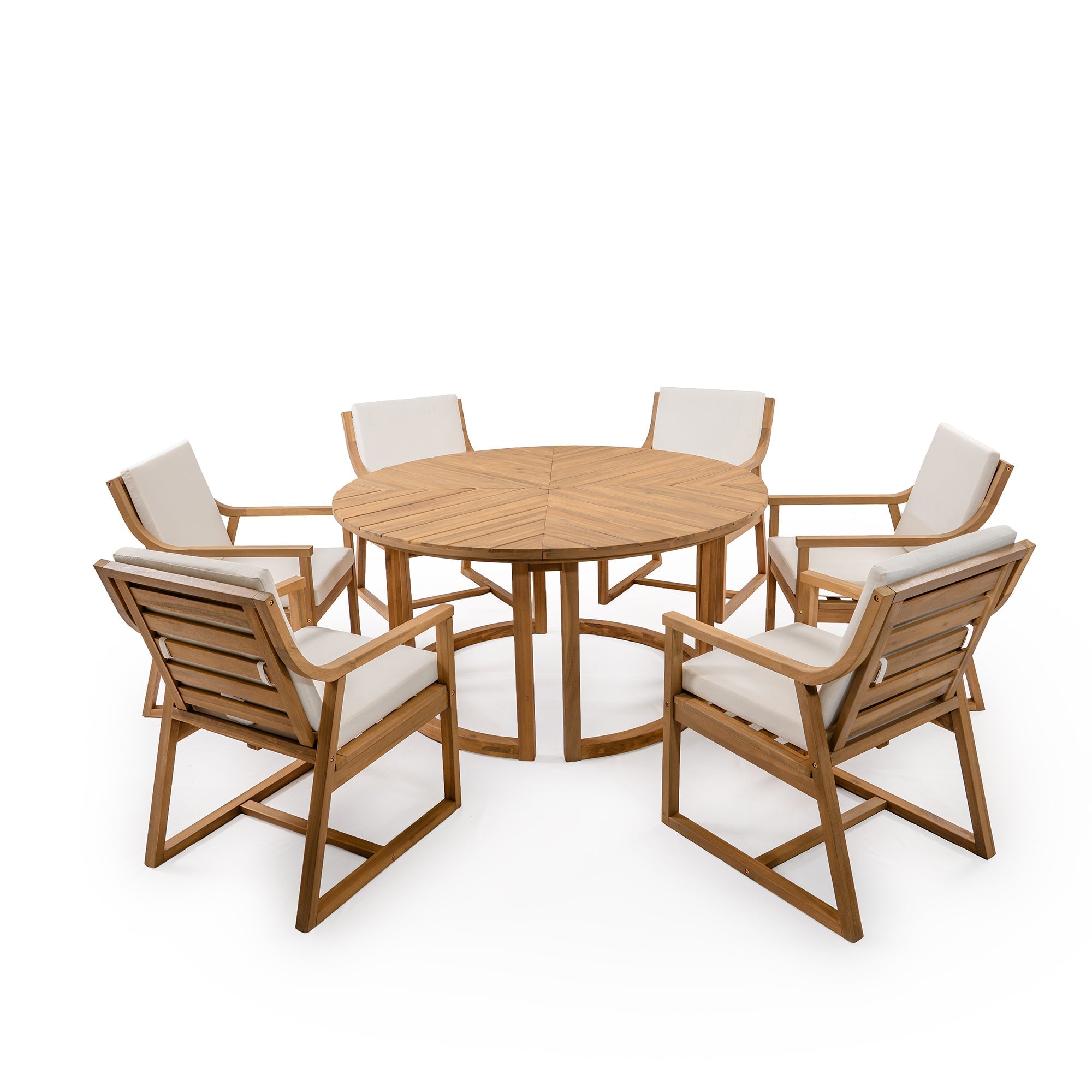 TREXM Patio Dining Table Set for 6 with Umbrella Hole