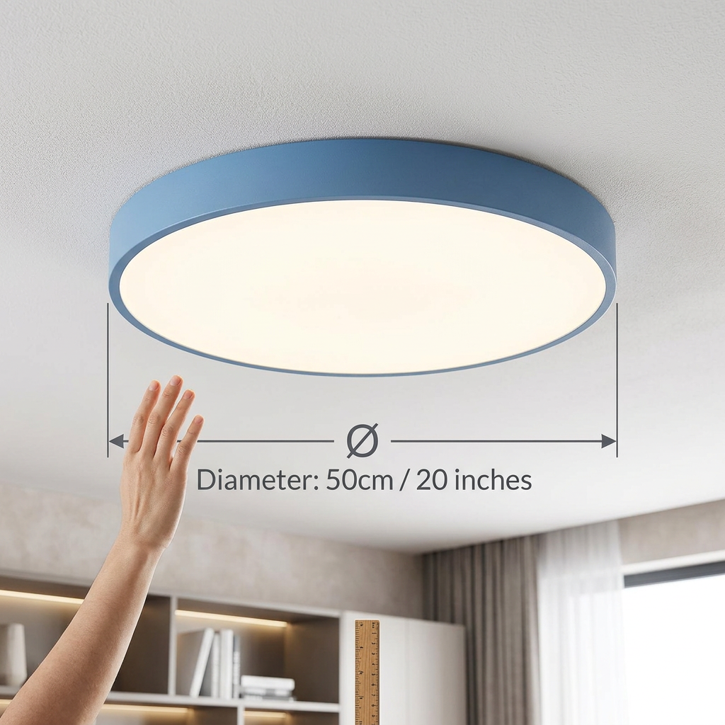 Nordic Wooden LED Ceiling Light Macaroon Round Flush Mount Lamp