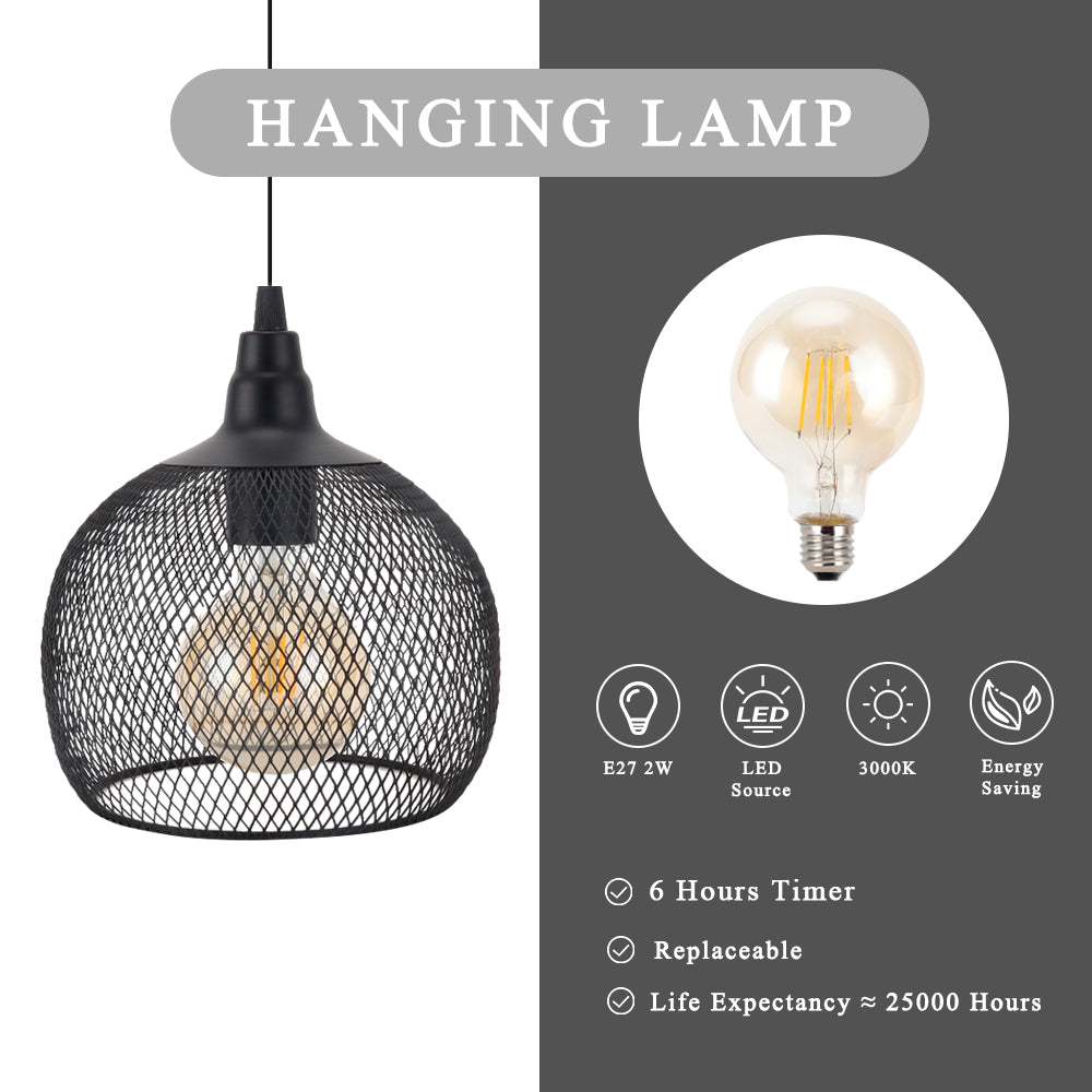 8.5"H Battery Powered Decorative Pendant Lamp(Round)-3