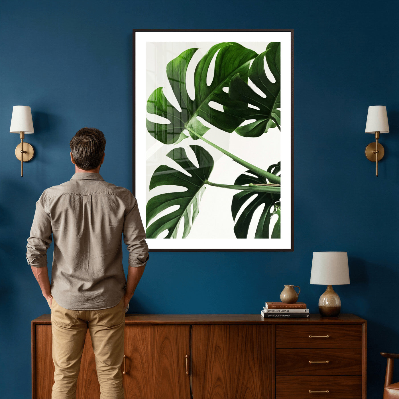 Abstract Teal Blue Wall Art Canvas Print, Modern Abstract