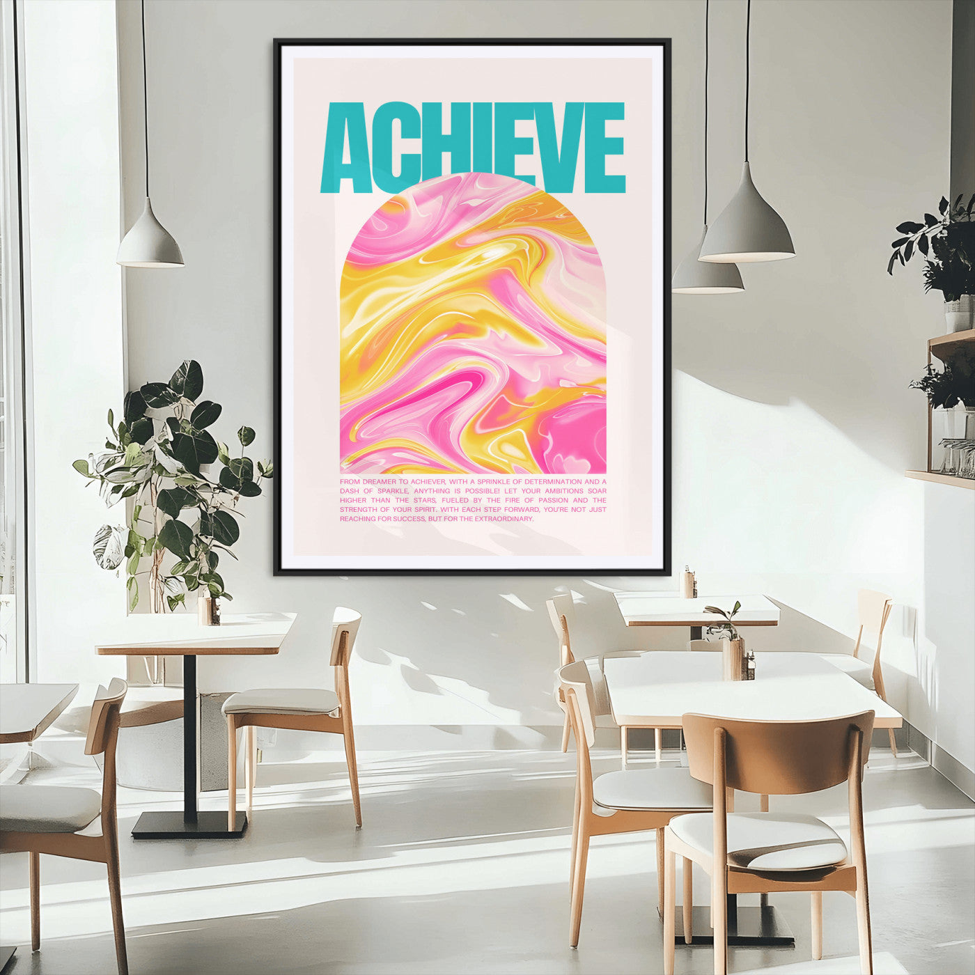 Achieve Motivational Wall Art – Colorful Abstract Swirl
