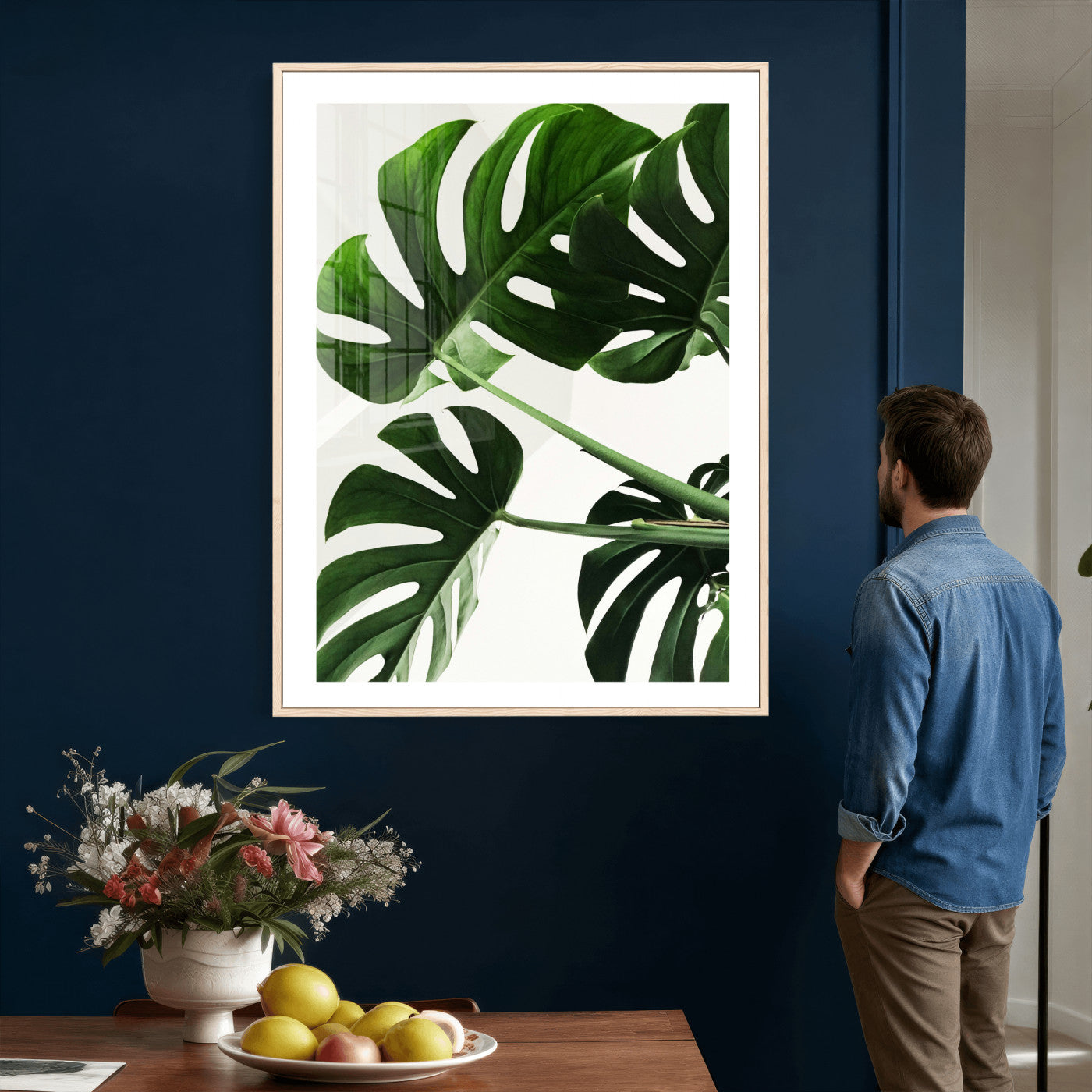 Abstract Teal Blue Wall Art Canvas Print, Modern Abstract
