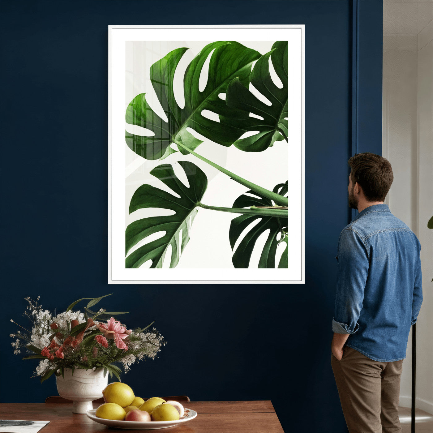 Abstract Teal Blue Wall Art Canvas Print, Modern Abstract