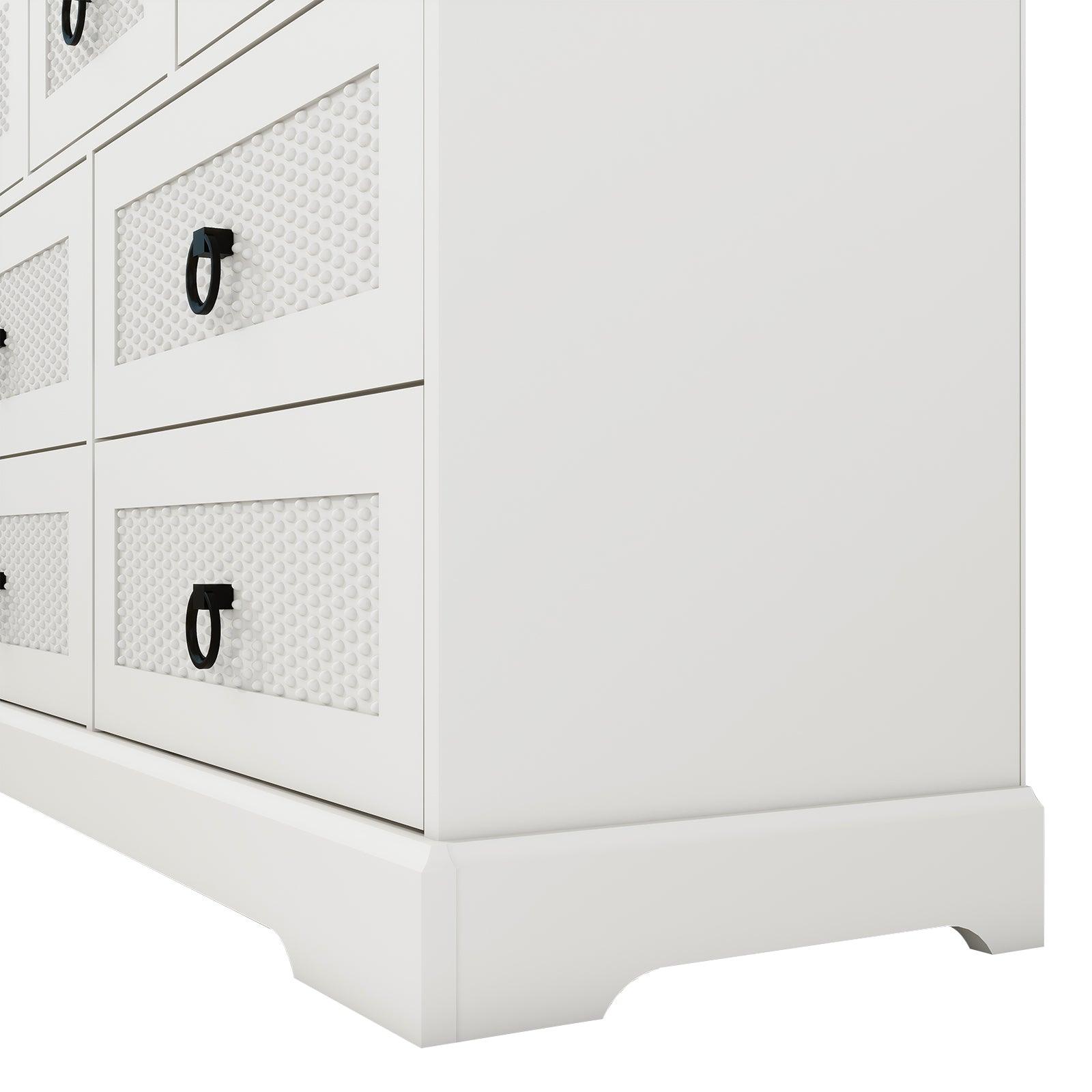 Modern 7-Drawer Dresser – 47" Wide Farmhouse Chest for Bedroom, Living Room, Entryway – White Tall Storage Cabinet - PRHOMZ