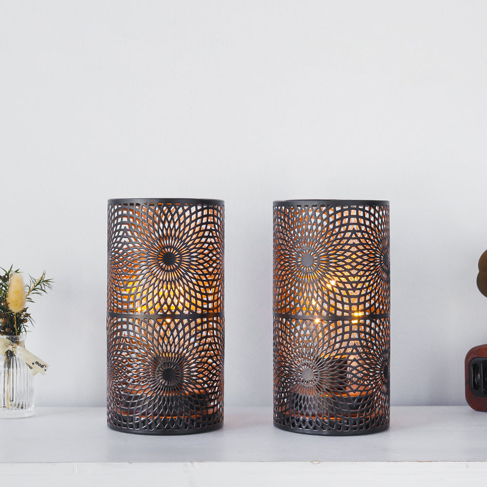 7.5"H Set of 2 Black Table Metal Lamp-1