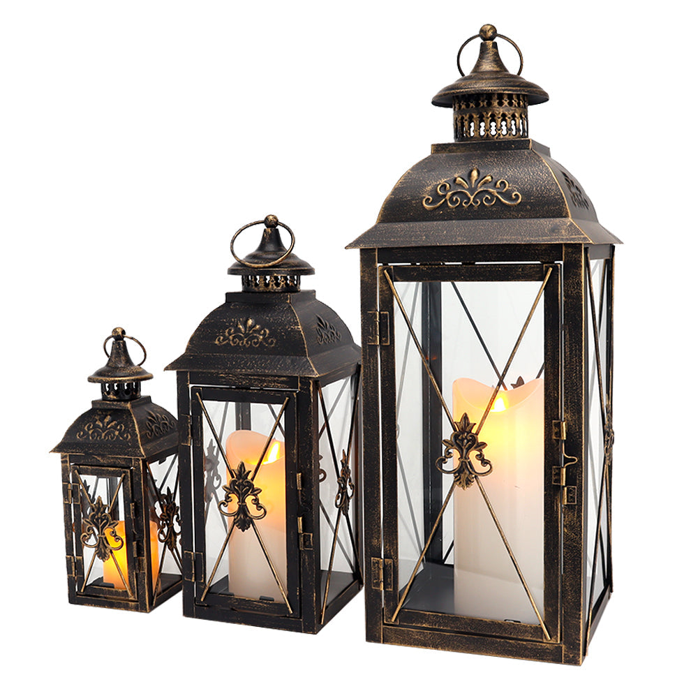19'' & 13.5'' & 9.5''H Vintage Metal Candle Holder Decorative Hanging Lantern (Set of 3)-1