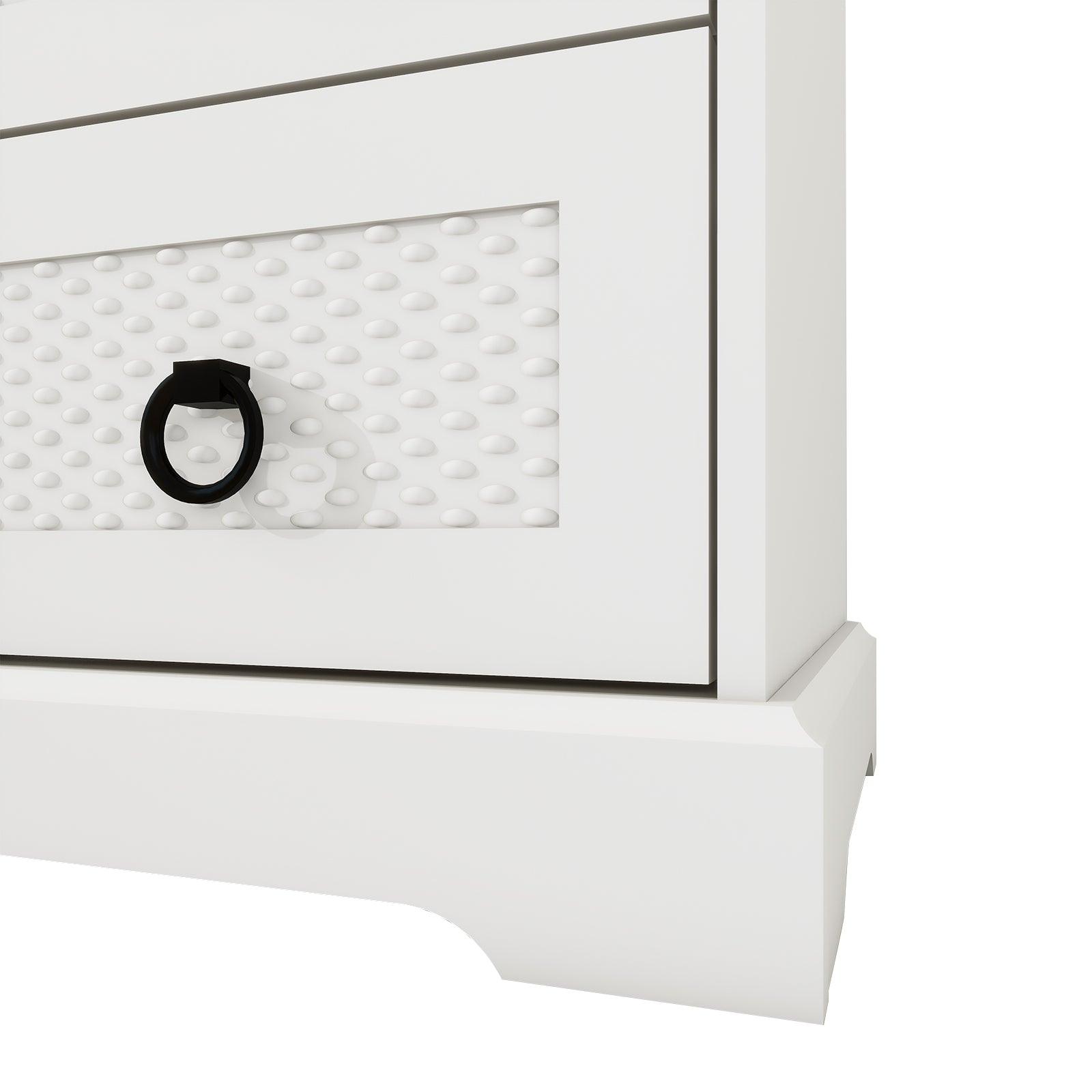 Modern 5-Drawer Dresser – 31.5" Wide Farmhouse Chest for Bedroom, Living Room, Entryway – White Tall Storage Cabinet - PRHOMZ