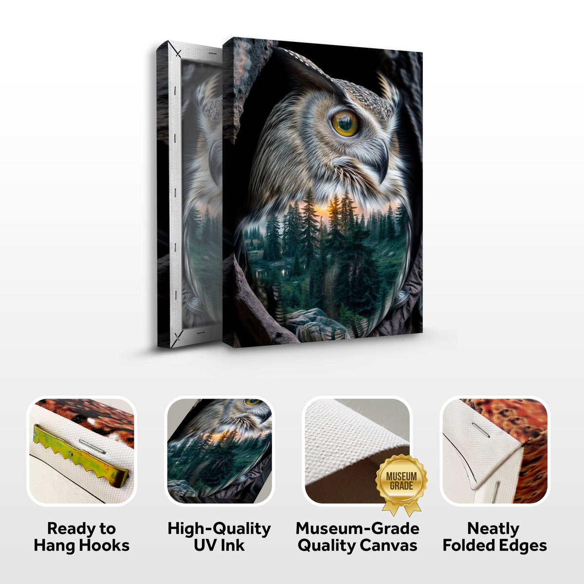 Owl Double Exposure Wall Art
