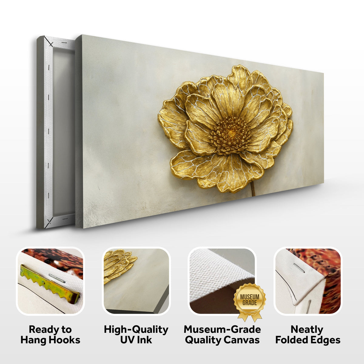 Golden Dandelion Minimalist Abstract Wall Art VI
