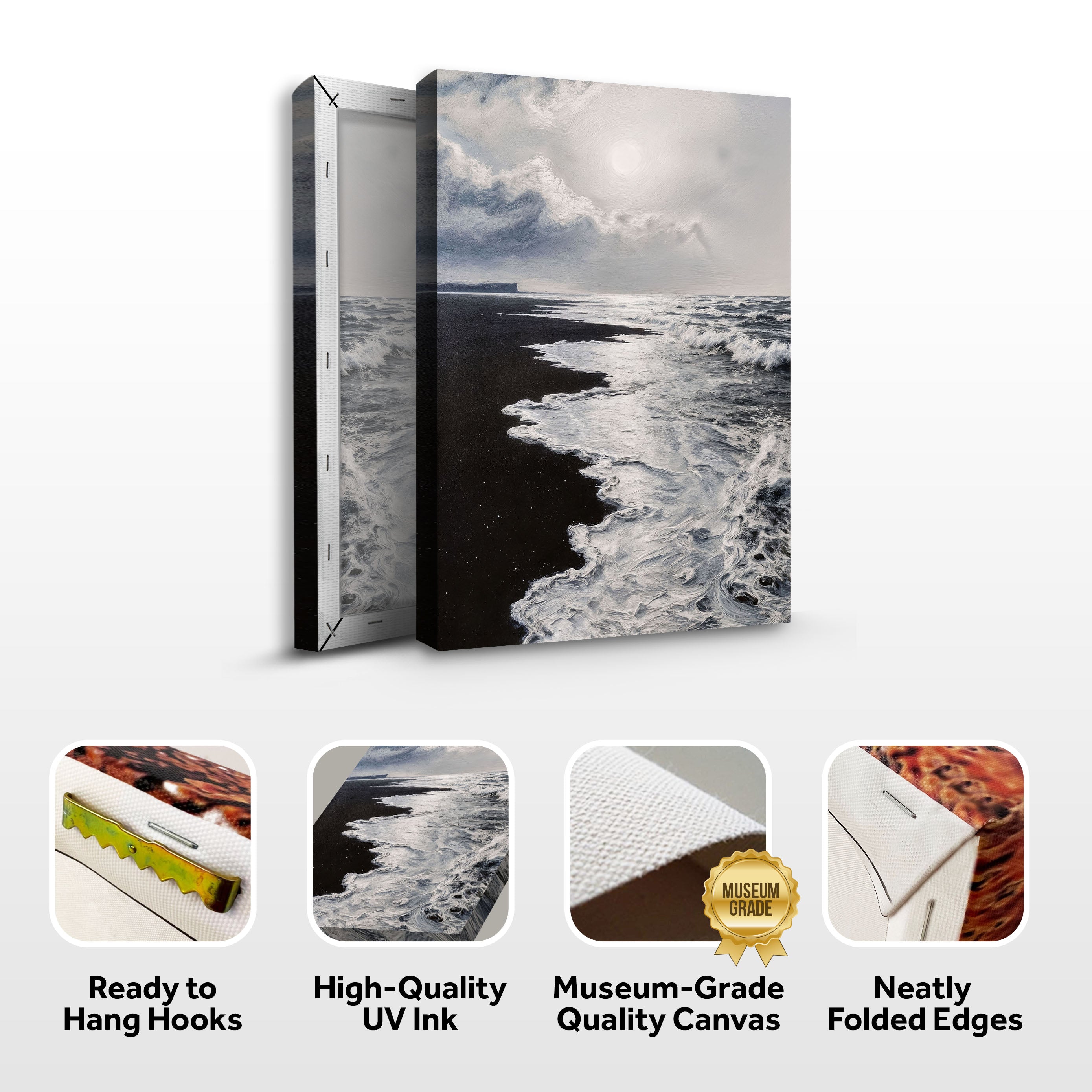 Black & White Waves Abstract Wall Art