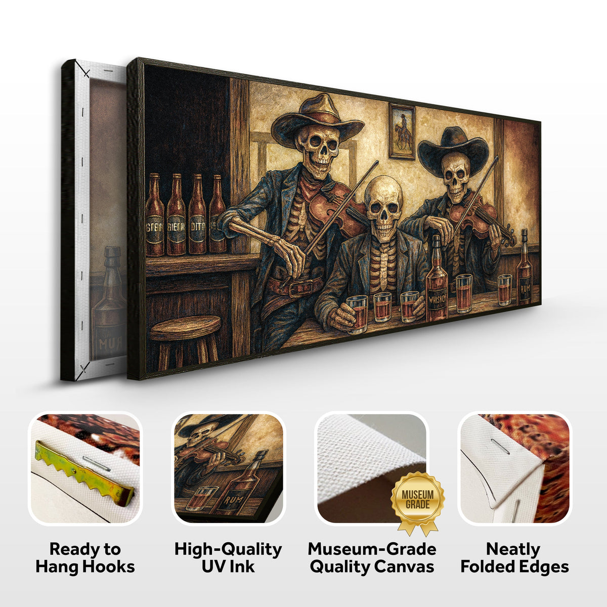 Cowboy Skeletons Western Bar Wall Art