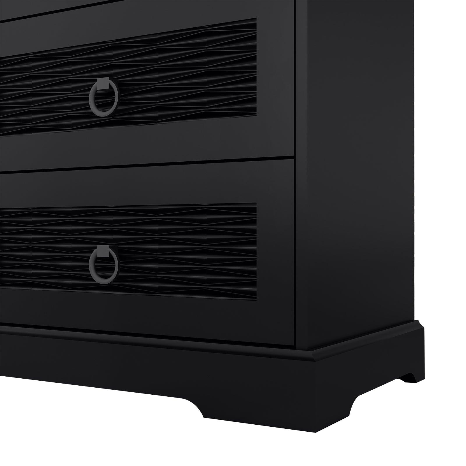 47" Wide Farmhouse Wood Drawer Dresser with 6 Drawers | Tall Chest of Drawers for Bedroom, Living Room & Entryway - PRHOMZ