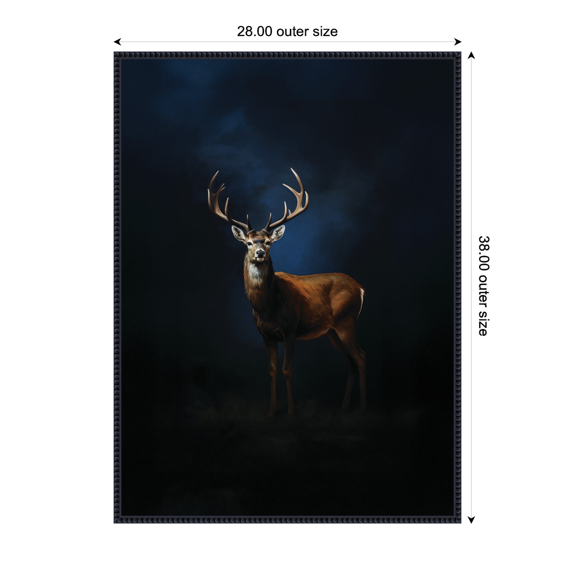 Cobalt Night Sky Deer by The Creative Bunch Studio Framed Canvas Wall Art Print