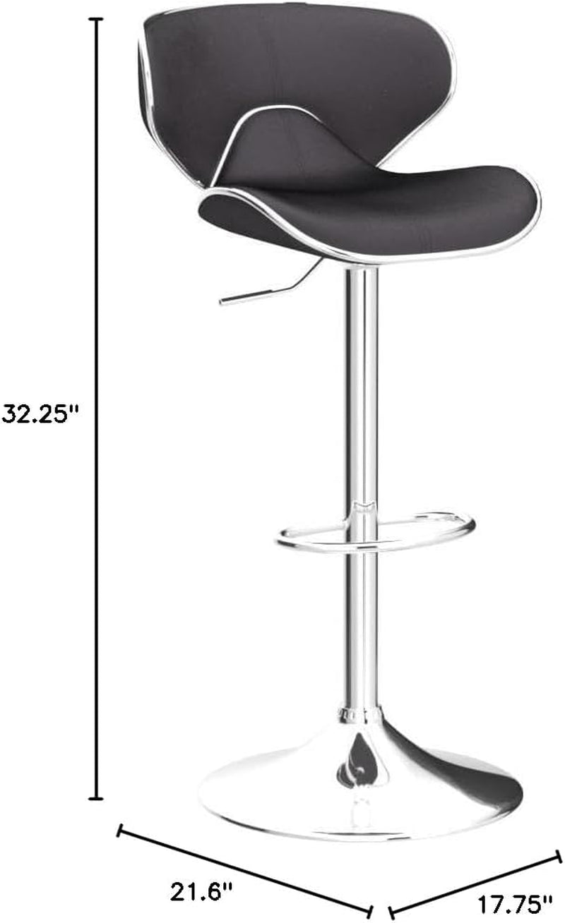 Gray Velvet Upholstered Adjustable Swivel Barstool Set of 2