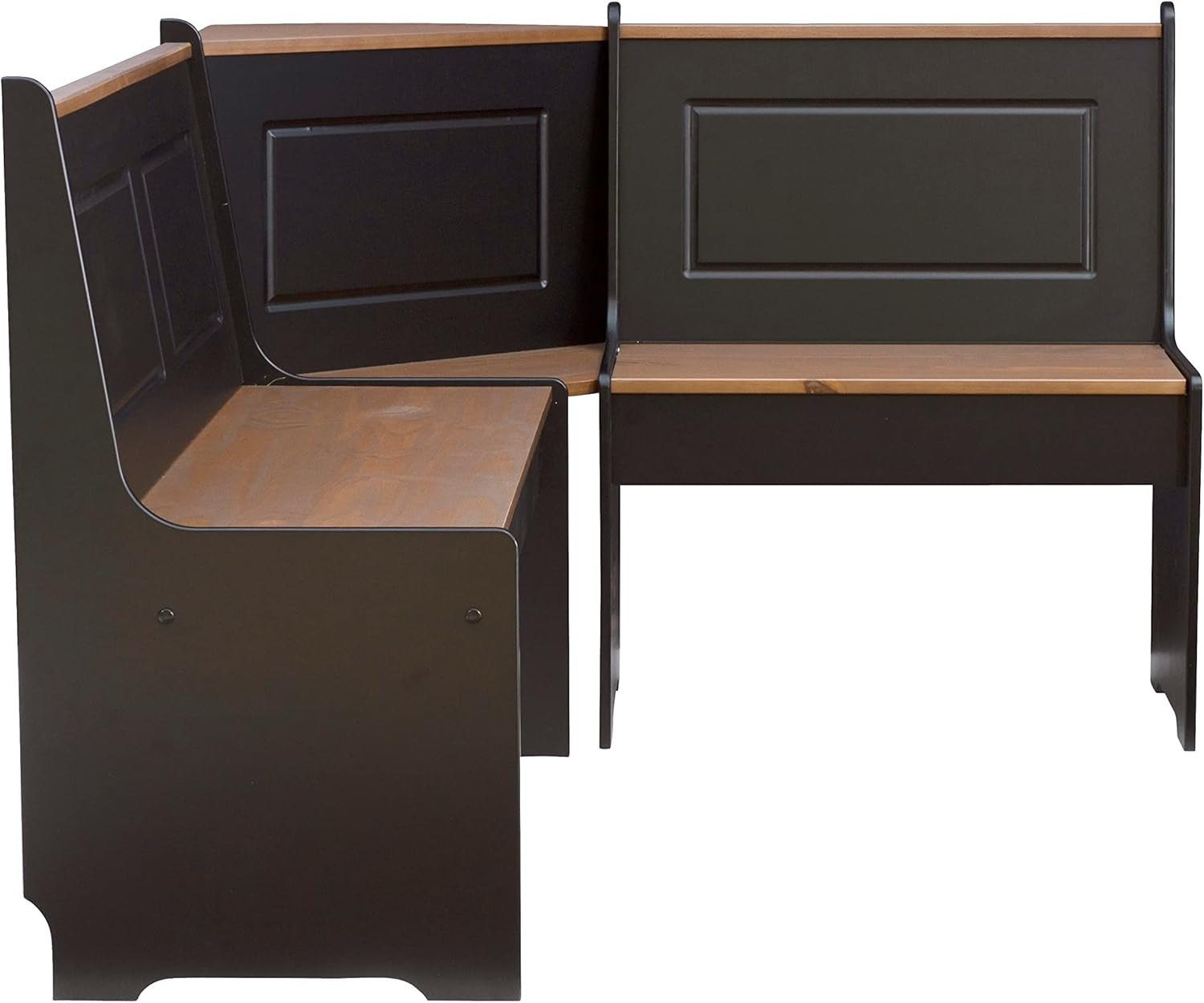 Black Pecan Five Seat Dining Set With Storage Benches