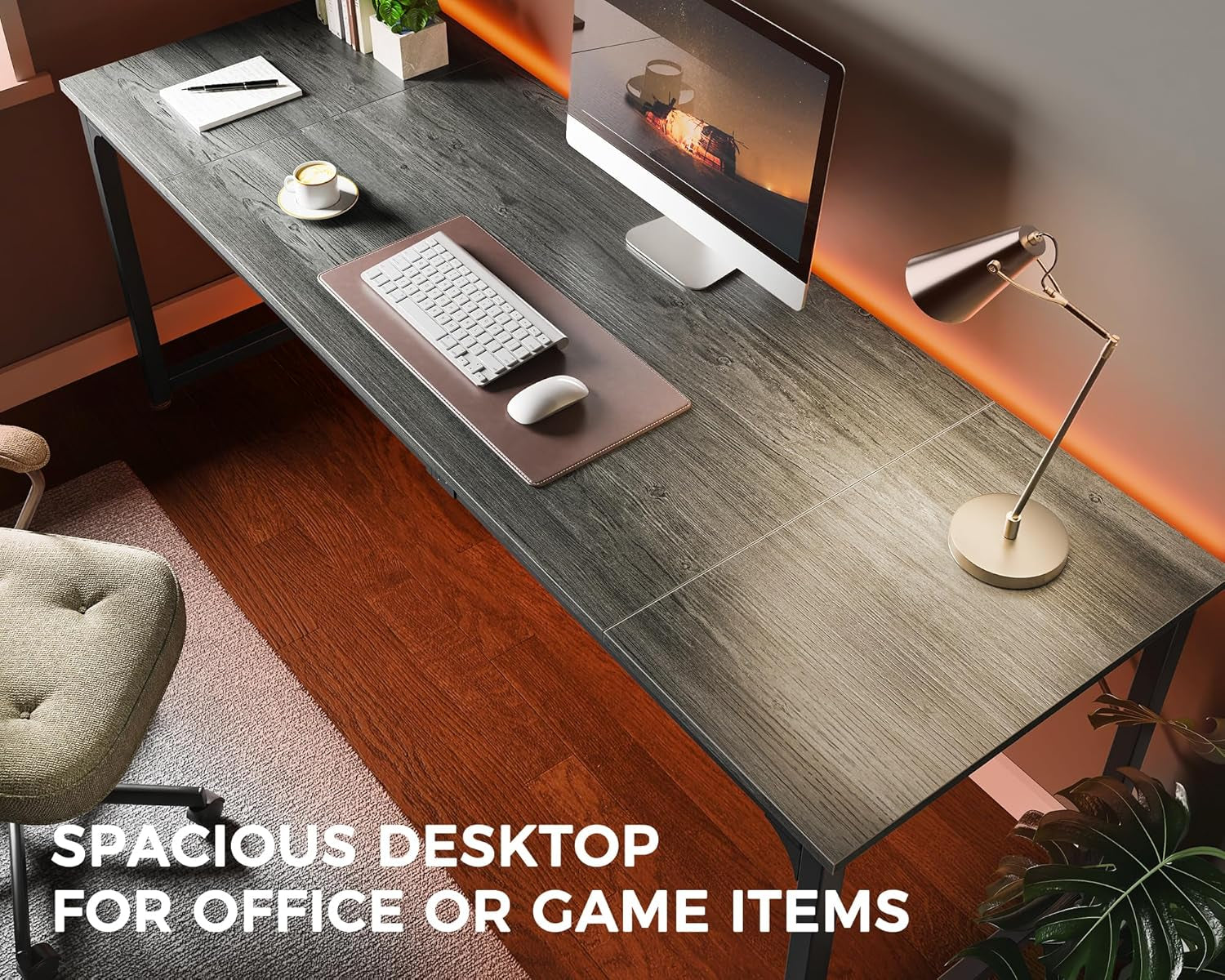 80 Inch Grey Gaming And Office Desk With Storage System