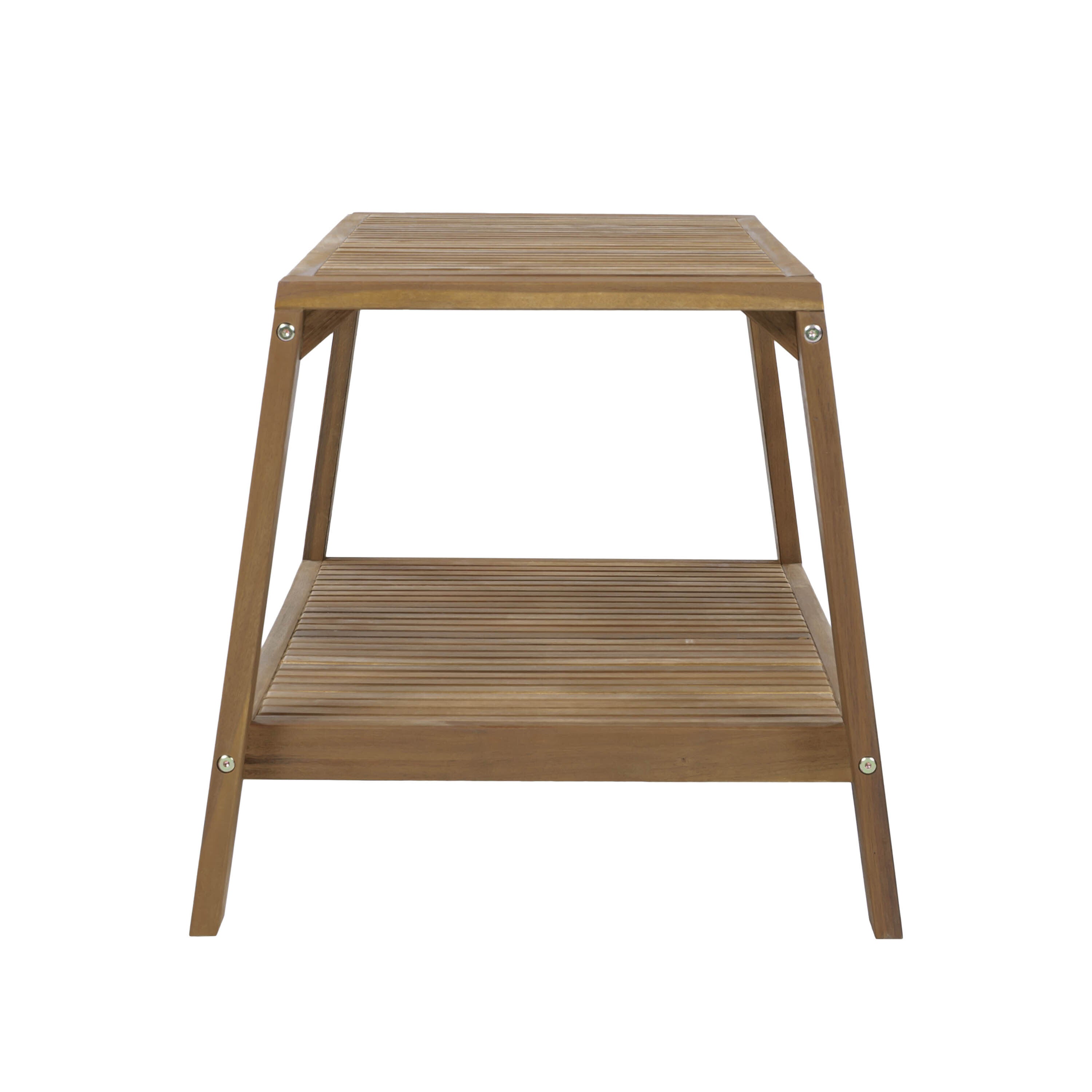 2-Piece Outdoor Gray Acacia Wood Conversation Set