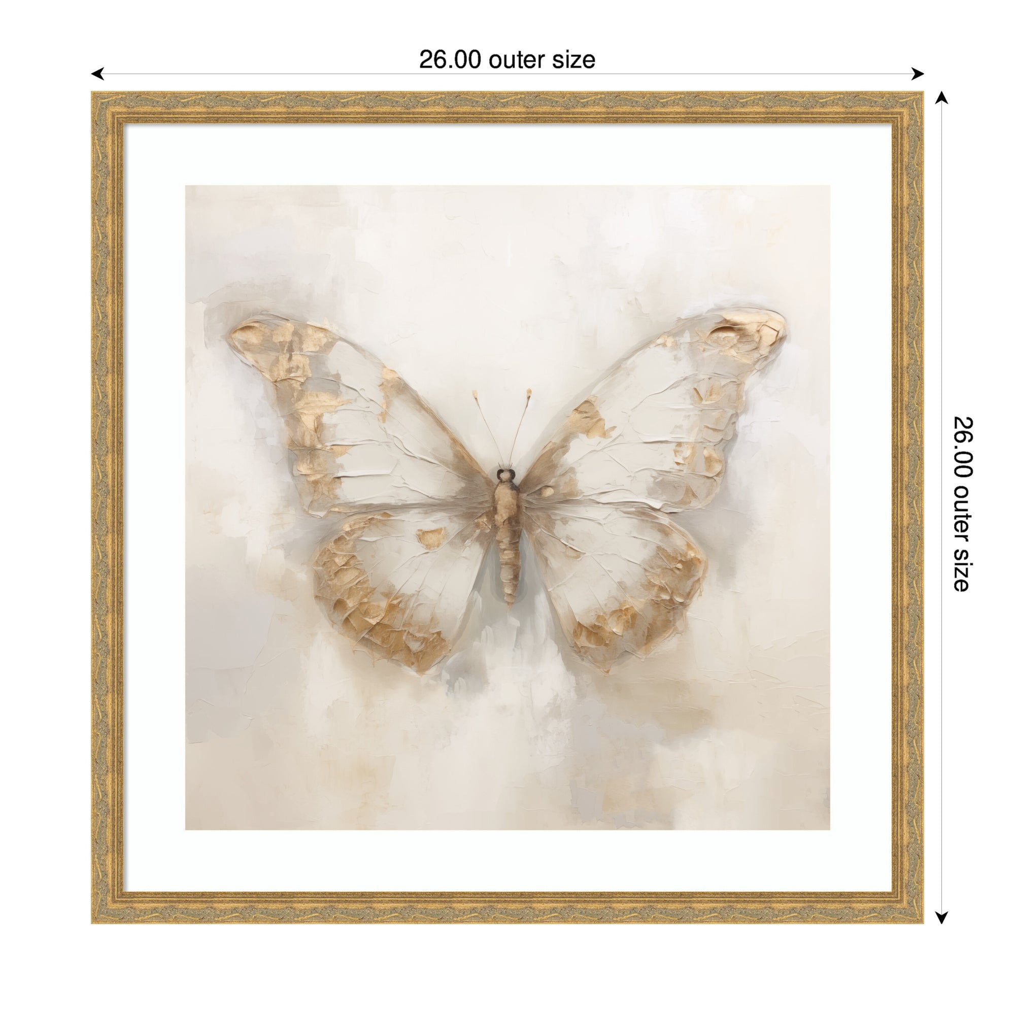 Framed Art Butterfly Neutral 2 by The Creative Bunch Studio